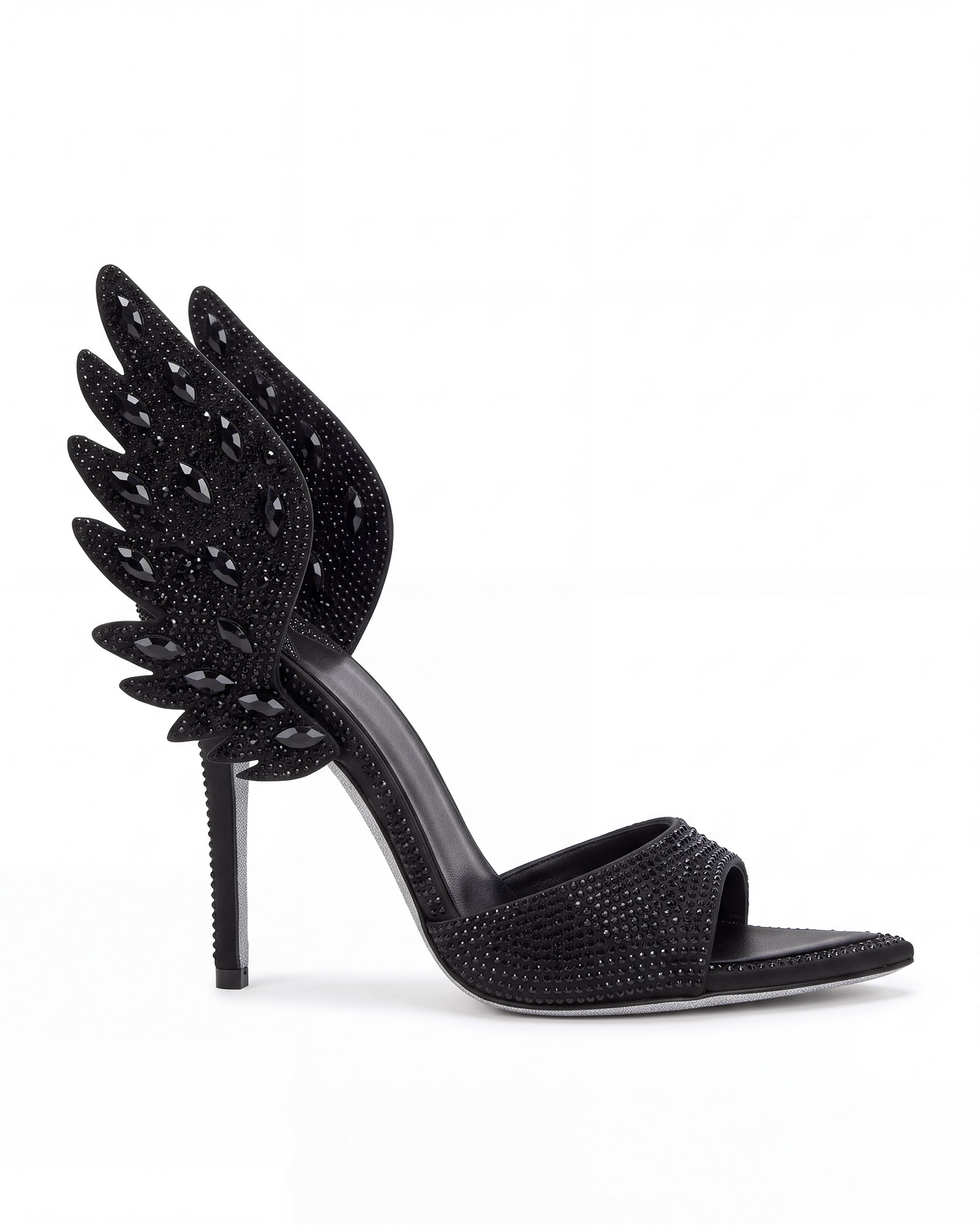 Nadja Rhinestone Wing Mules In Black