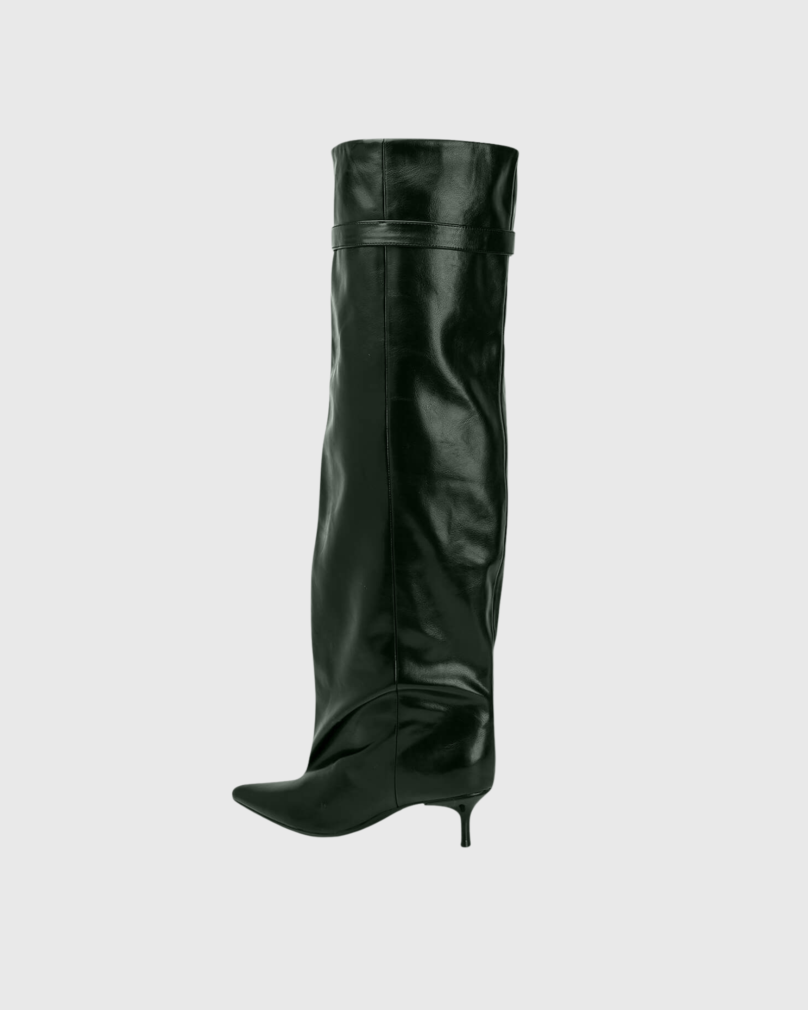 Naenia Leather Buckle Boots In Dark Green