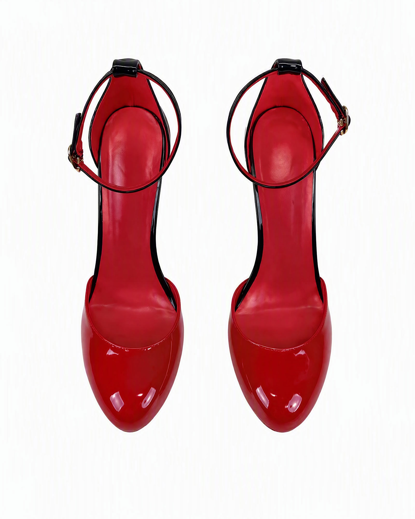 Nadka Black&Red Splicing Strap Pumps
