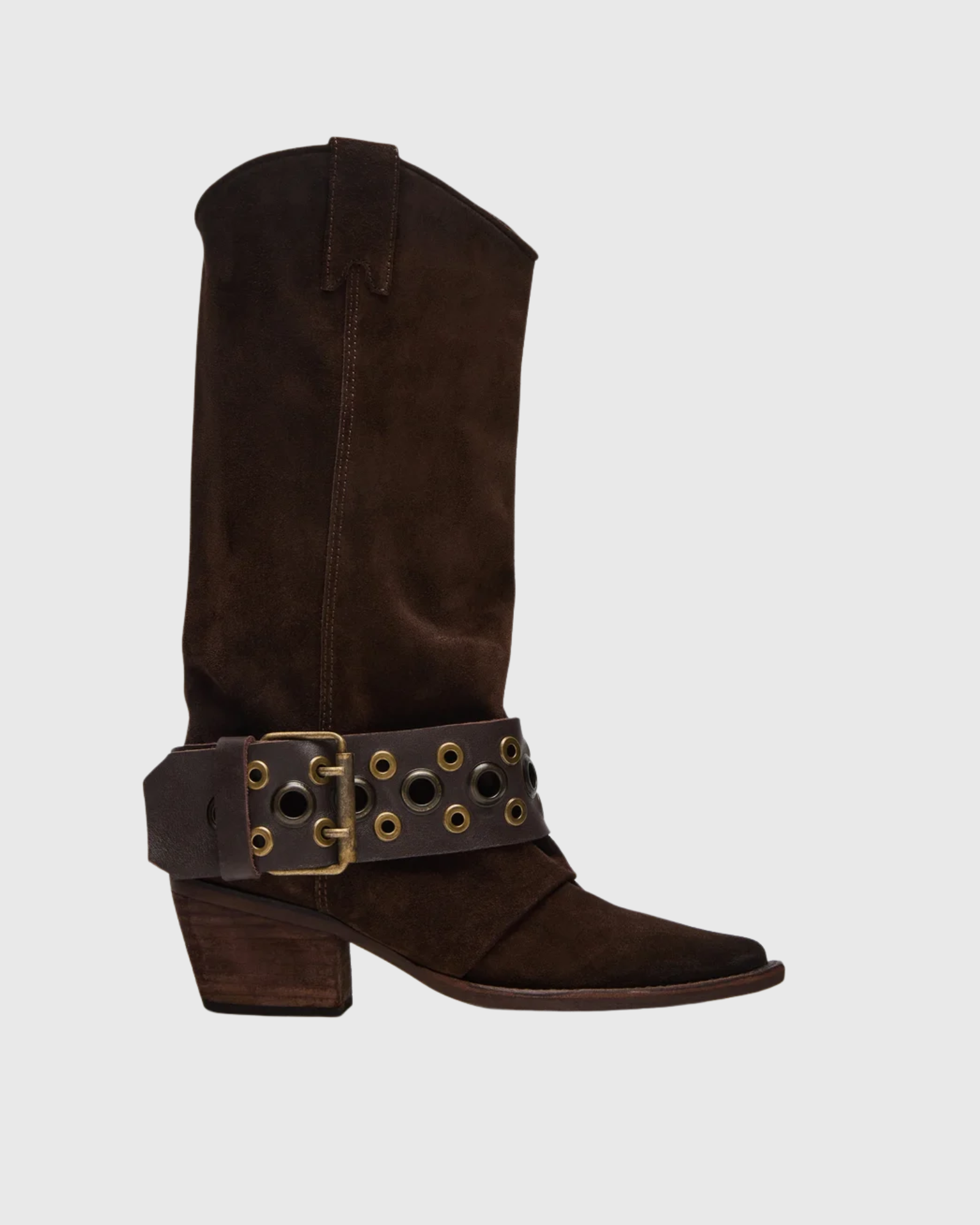 Coman Eyelet Suede Western Boots