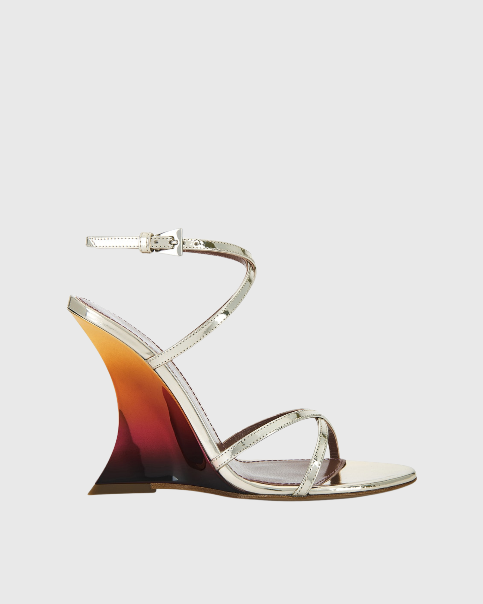 Nahla Cross Strap Wedge Sandals In Sliver