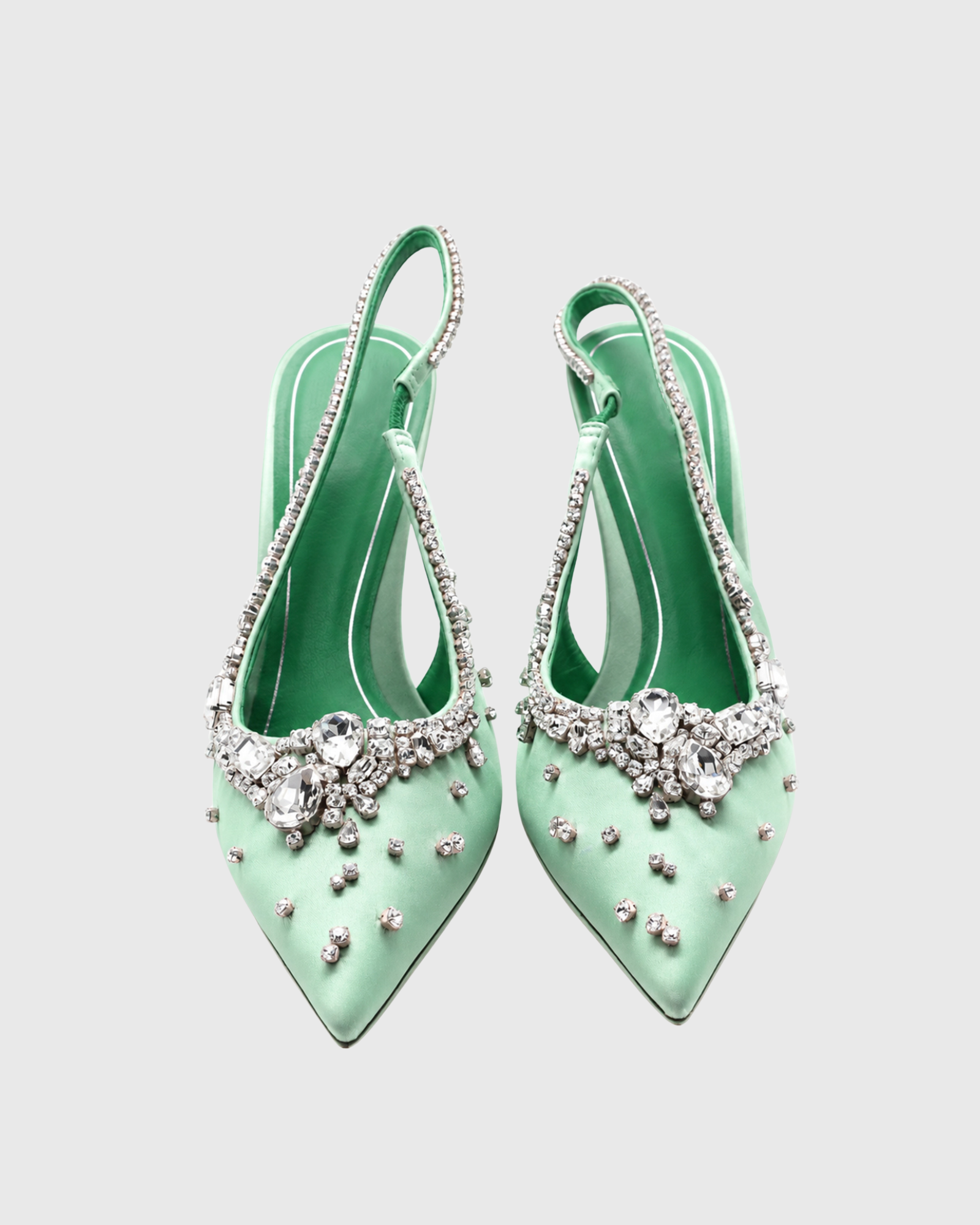 Yaiza Rhinestone Vine Slingblack Pumps In Mint