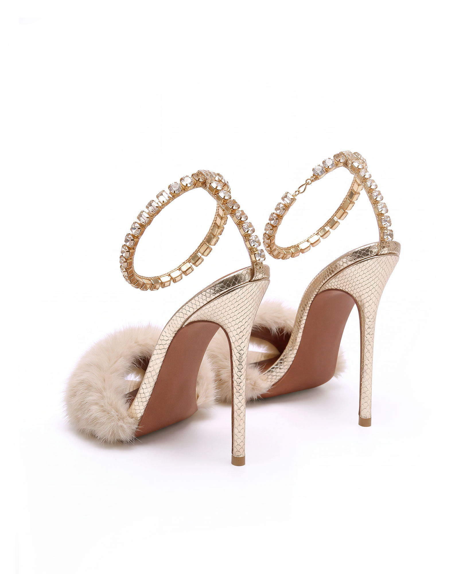 Natali Faux Fur Chain Strap Sandals
