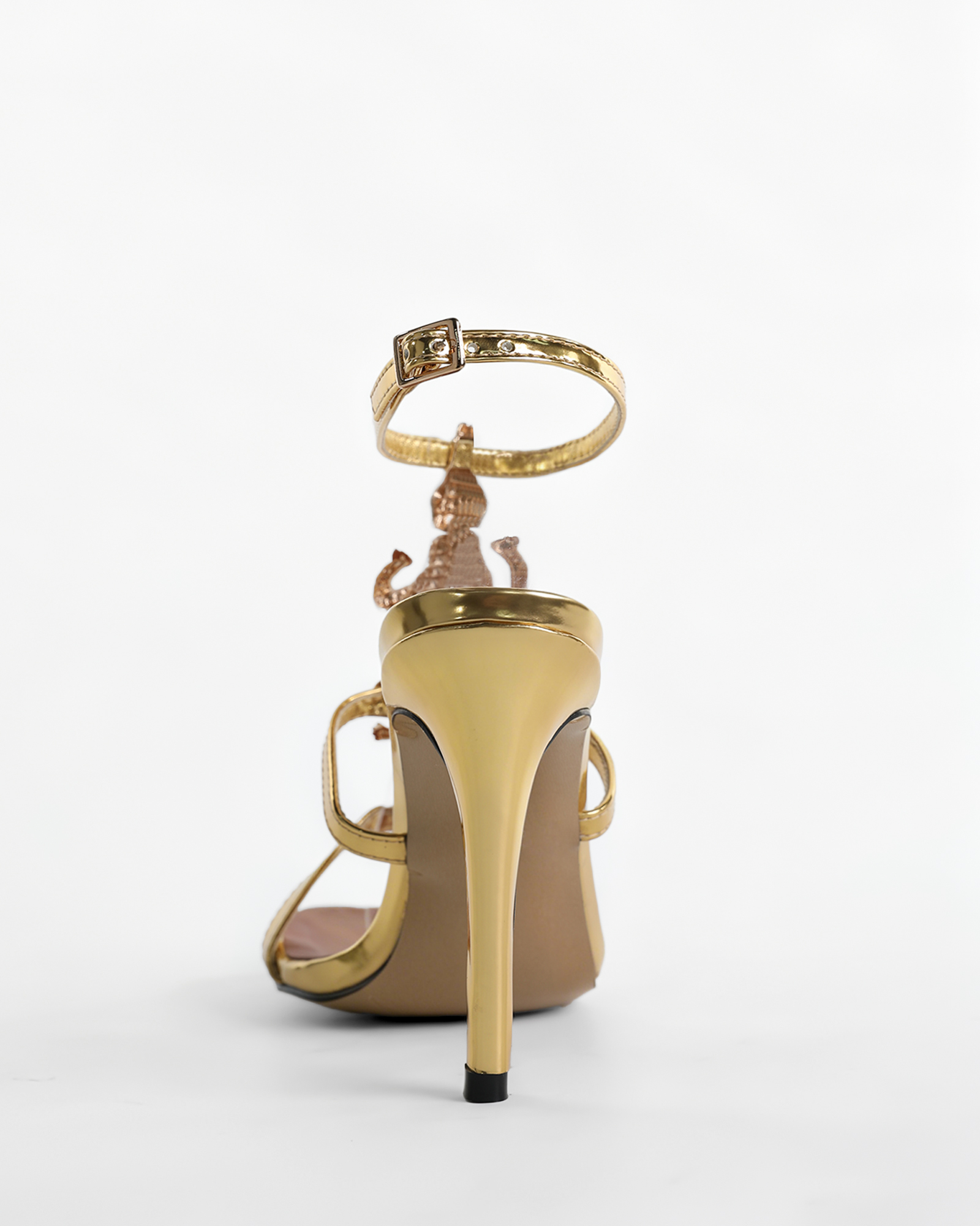 Pia Rhinestone Crocodile Strap Sandals In Gold