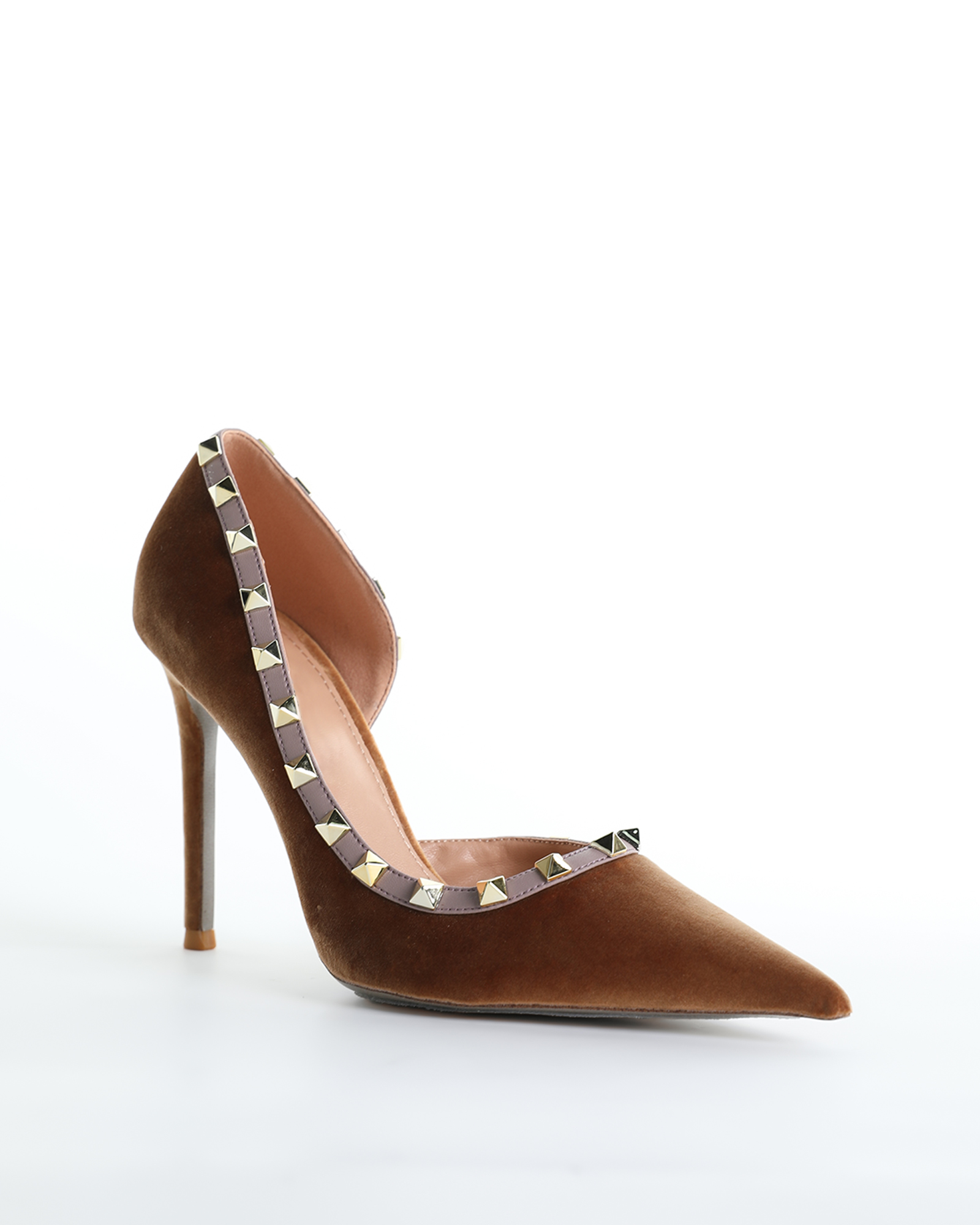 Nella Side Cut Rivet Pumps In Mocha