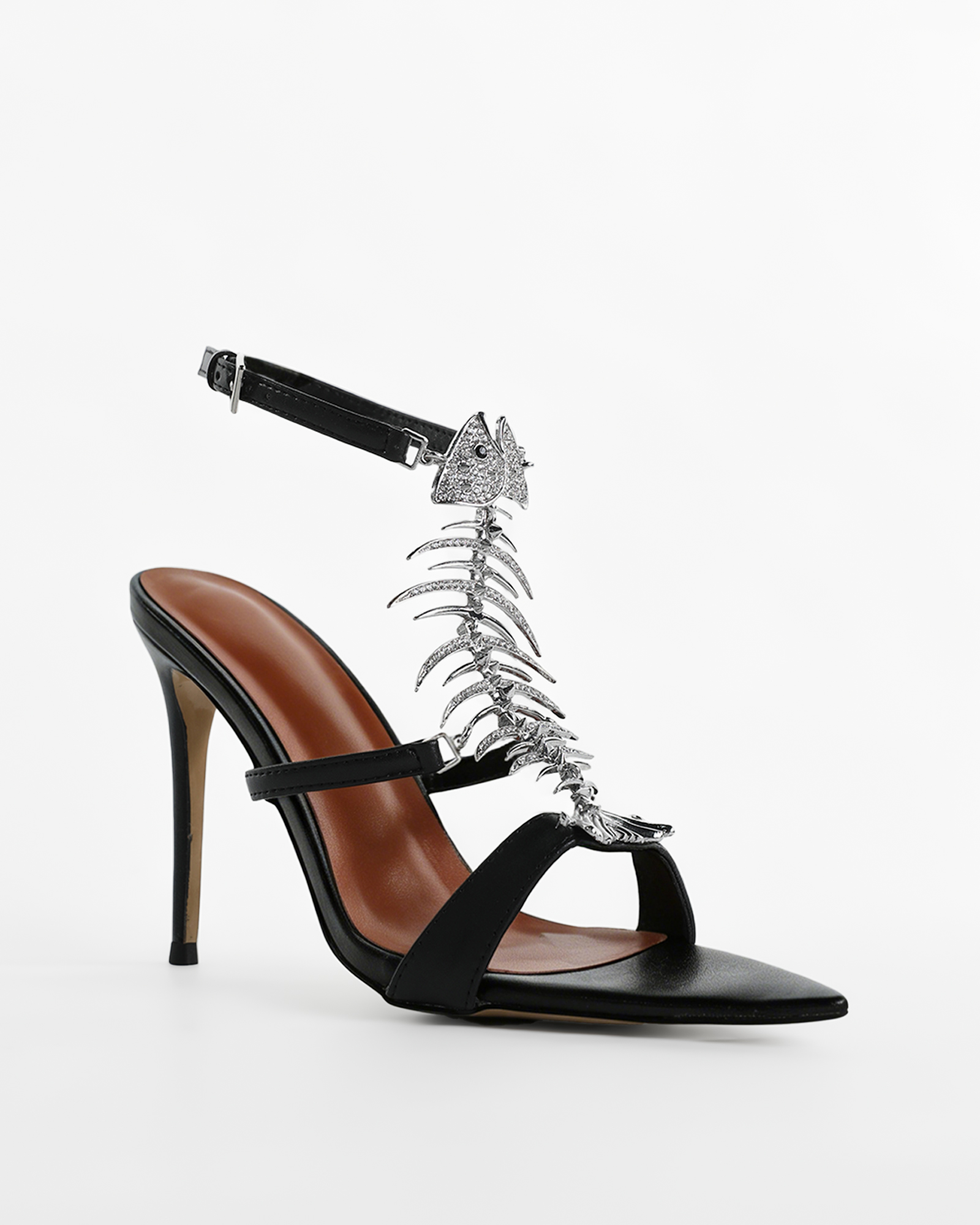 Pia Fish Bone Strap Sandals In Black