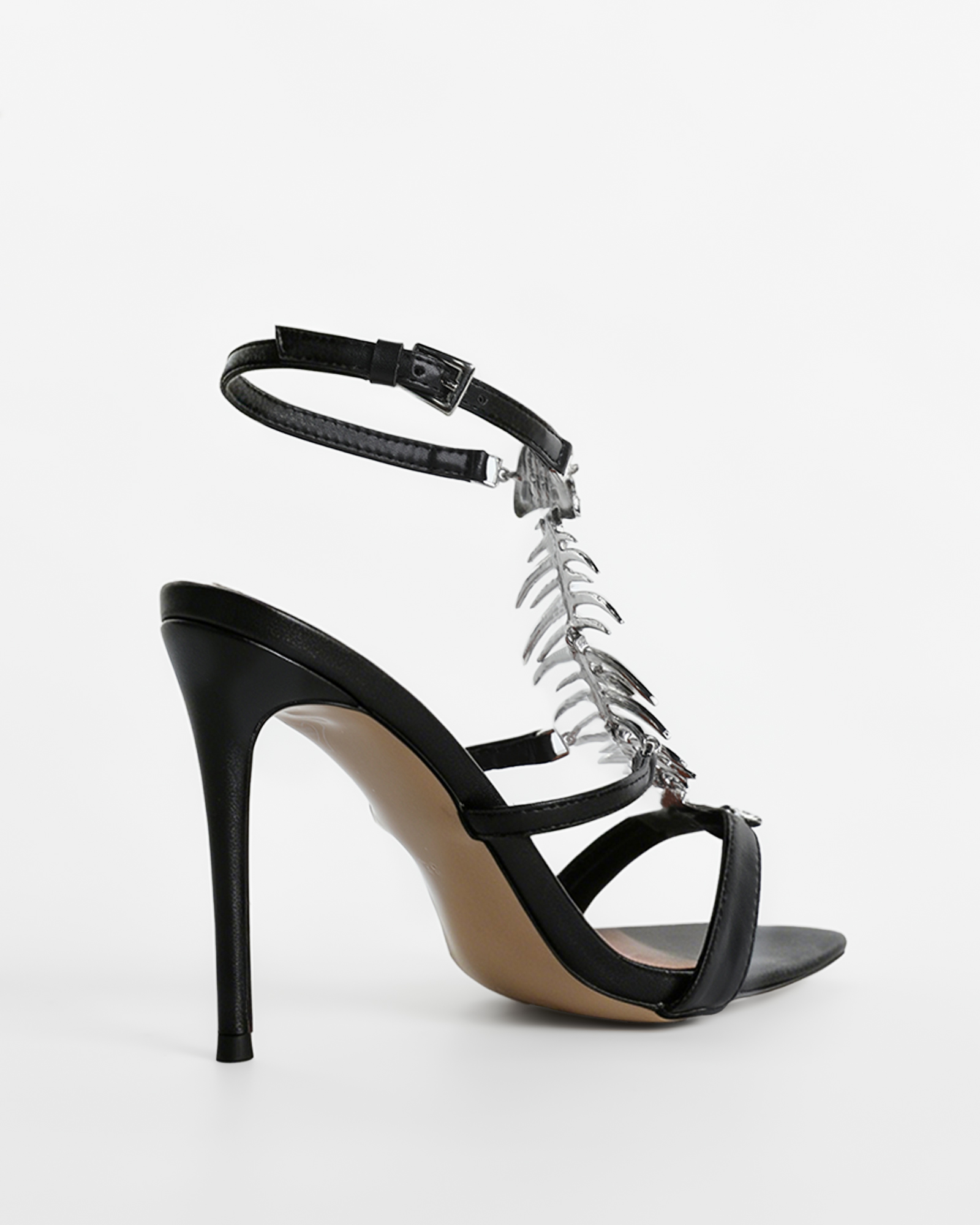 Pia Fish Bone Strap Sandals In Black