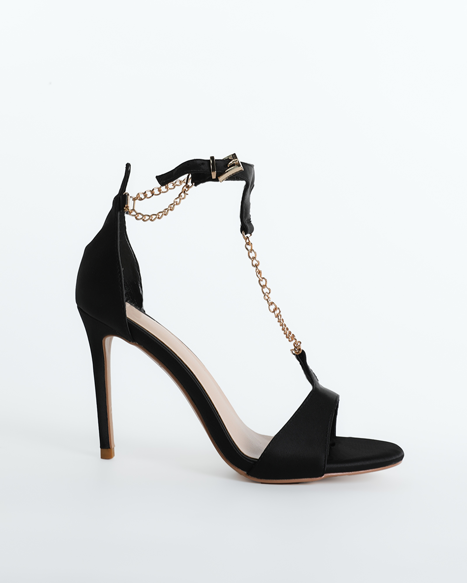 Imane Chain T Strap Sandals In Black
