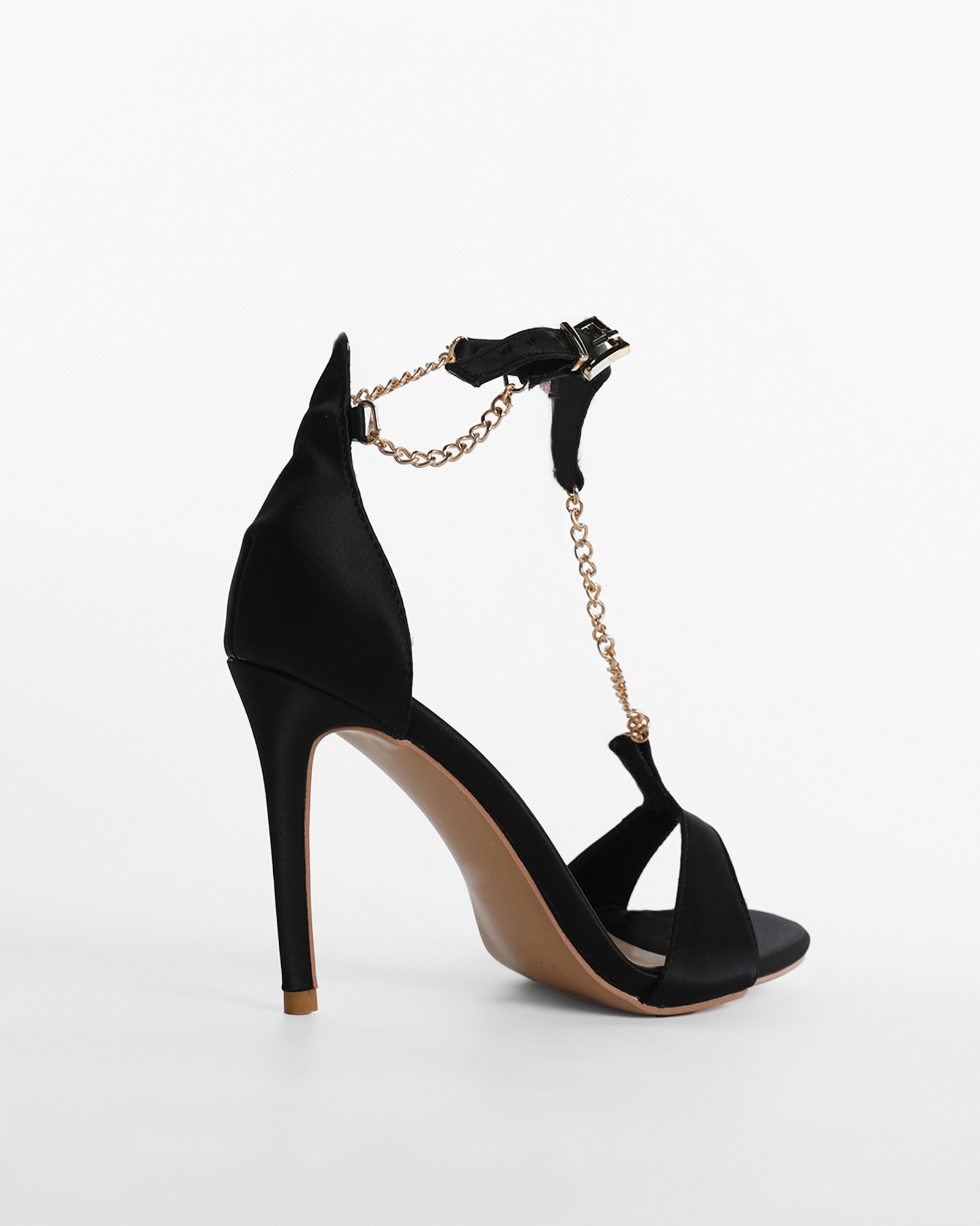 Imane Chain T Strap Sandals In Black