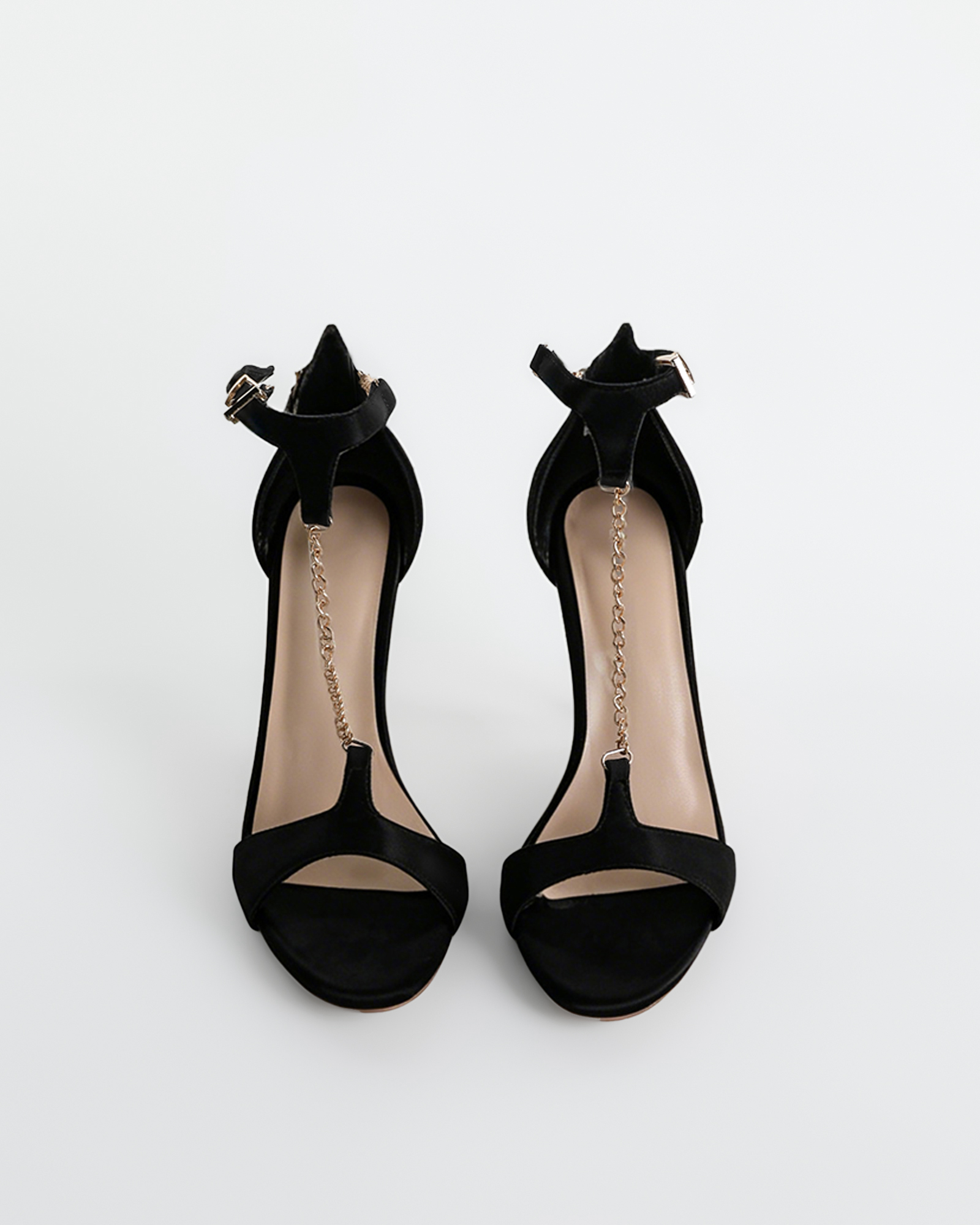 Imane Chain T Strap Sandals In Black