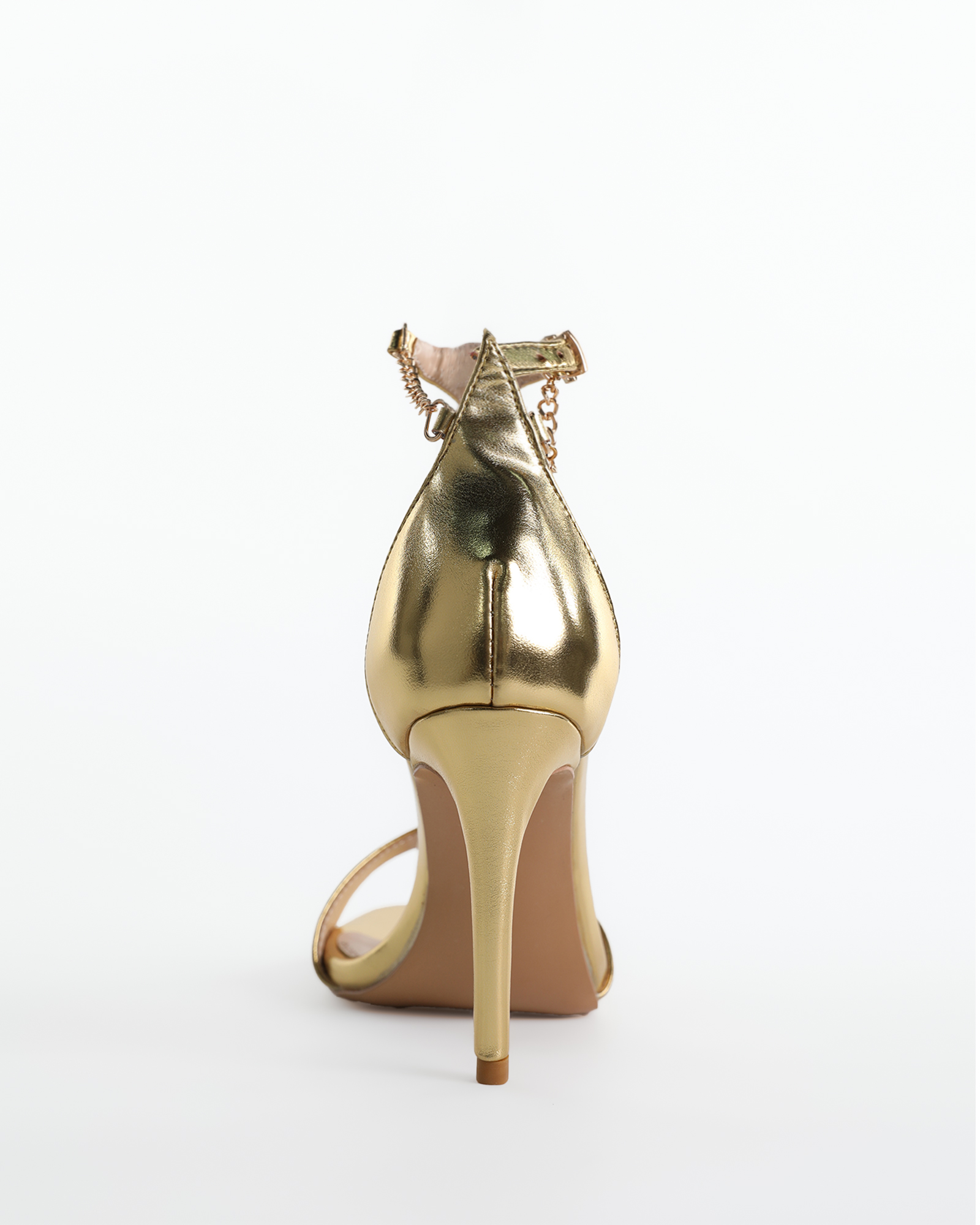 Imane Chain T Strap Sandals In Gold