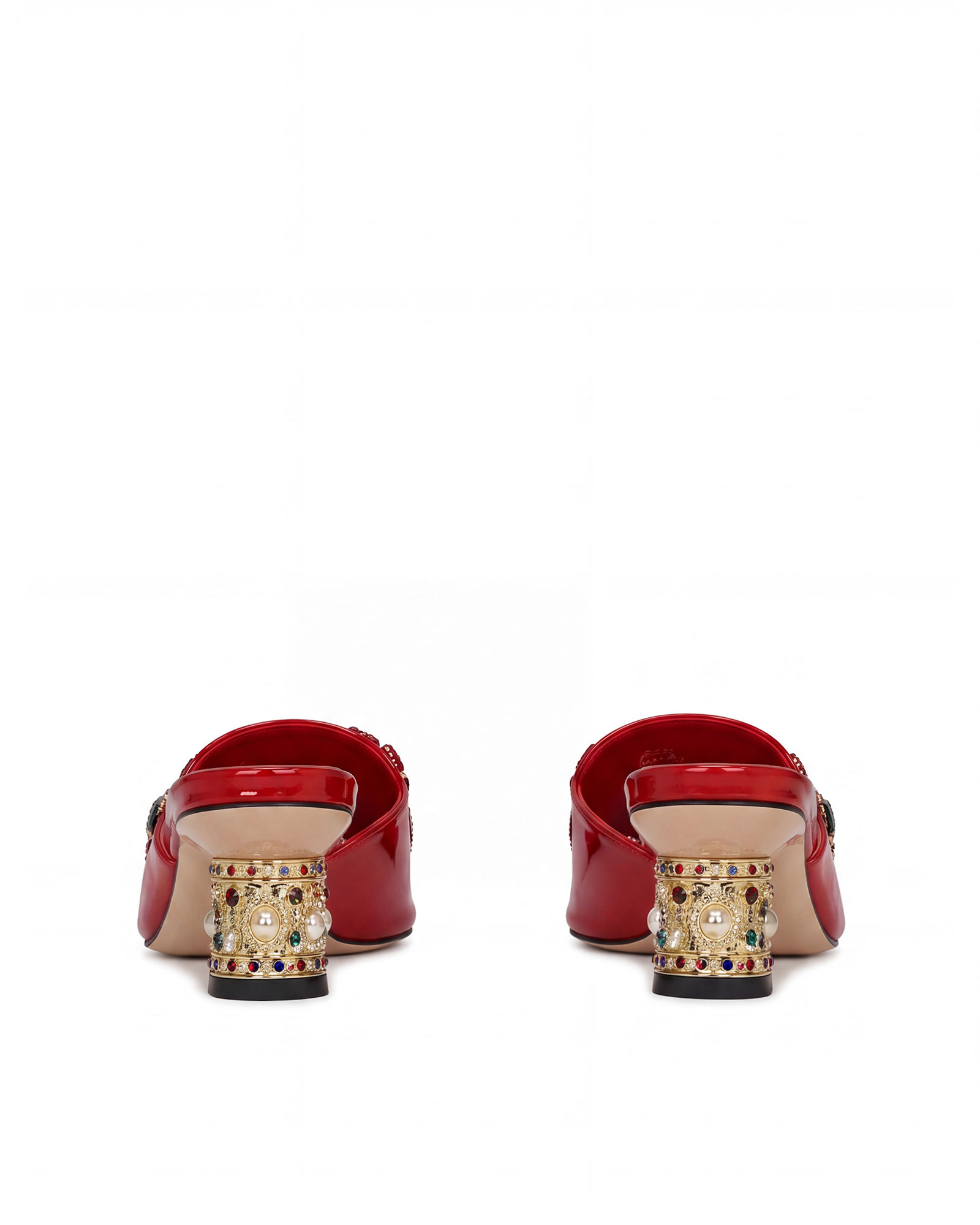 Pablo Flower Rhinestone Mules In Red