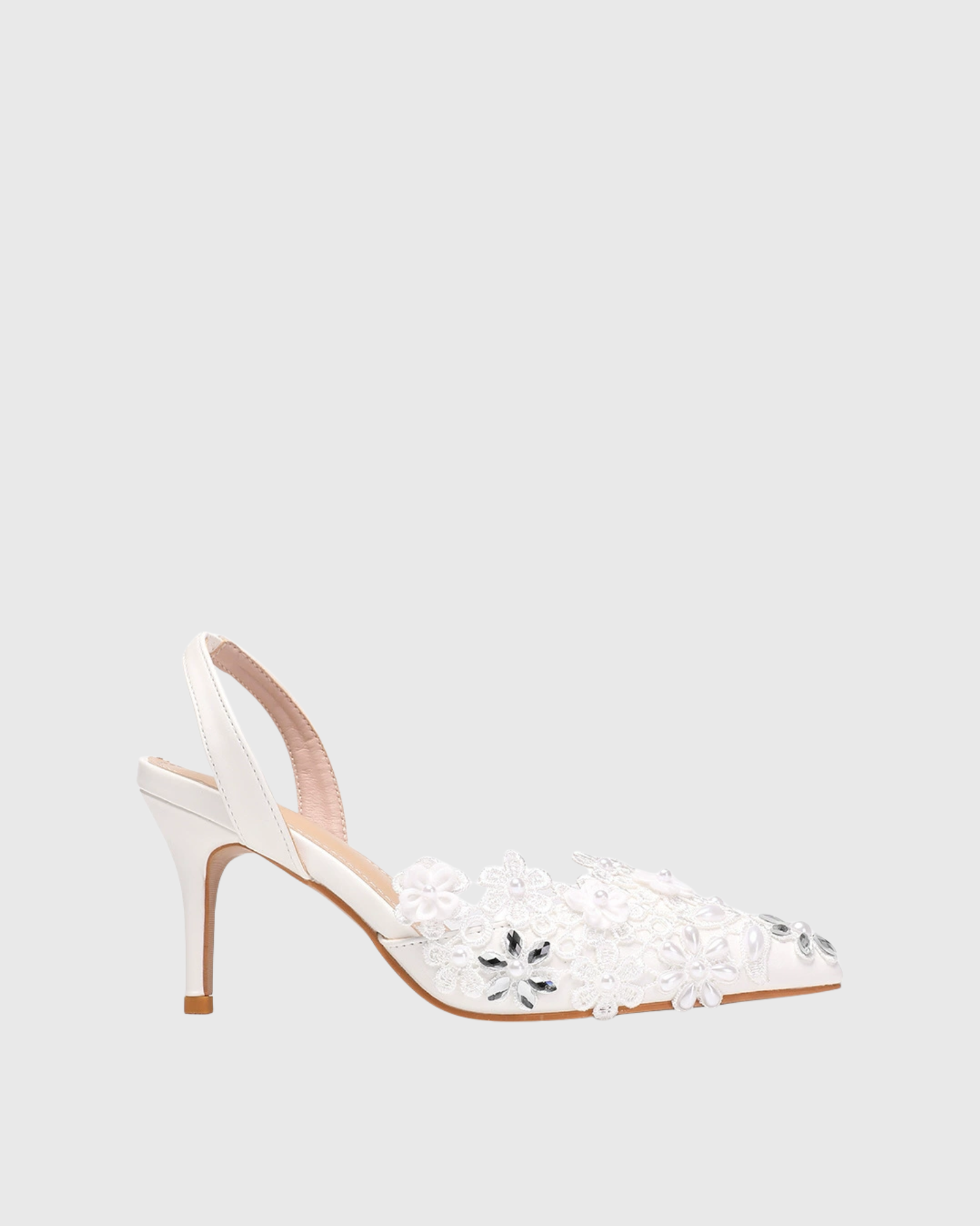 Nat Floral Appliqué Slingback Pumps 