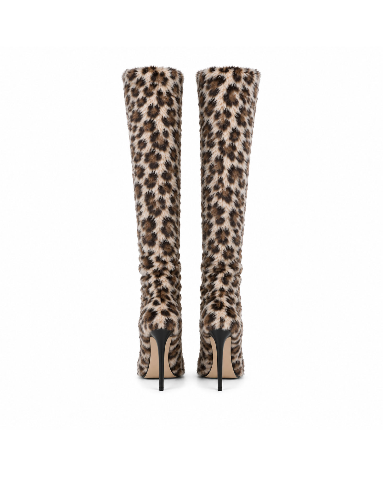 Lareina Leopard Print Faux Fur Knee High Boots