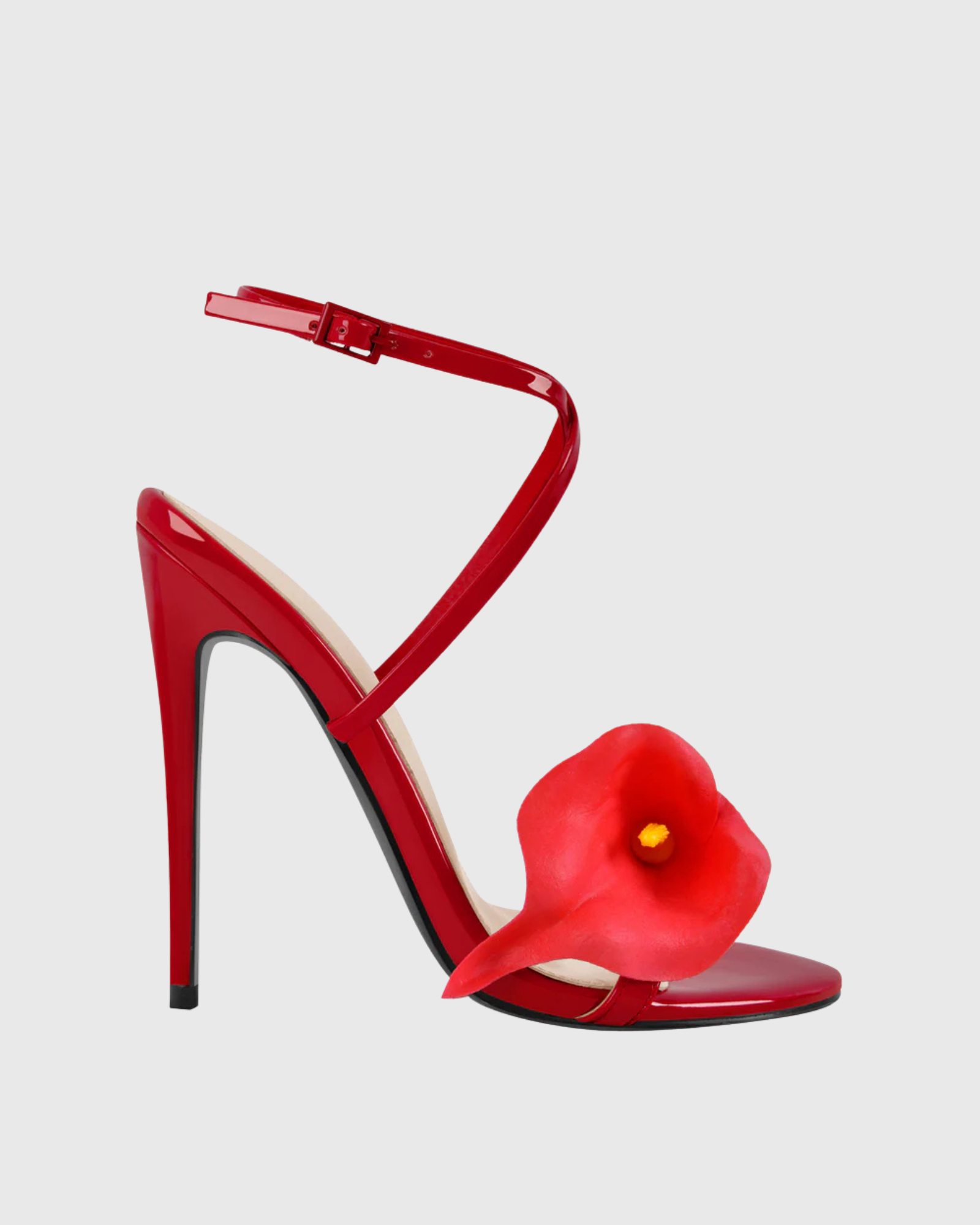 Yamilet 3D Flower Strap Sandals In Red