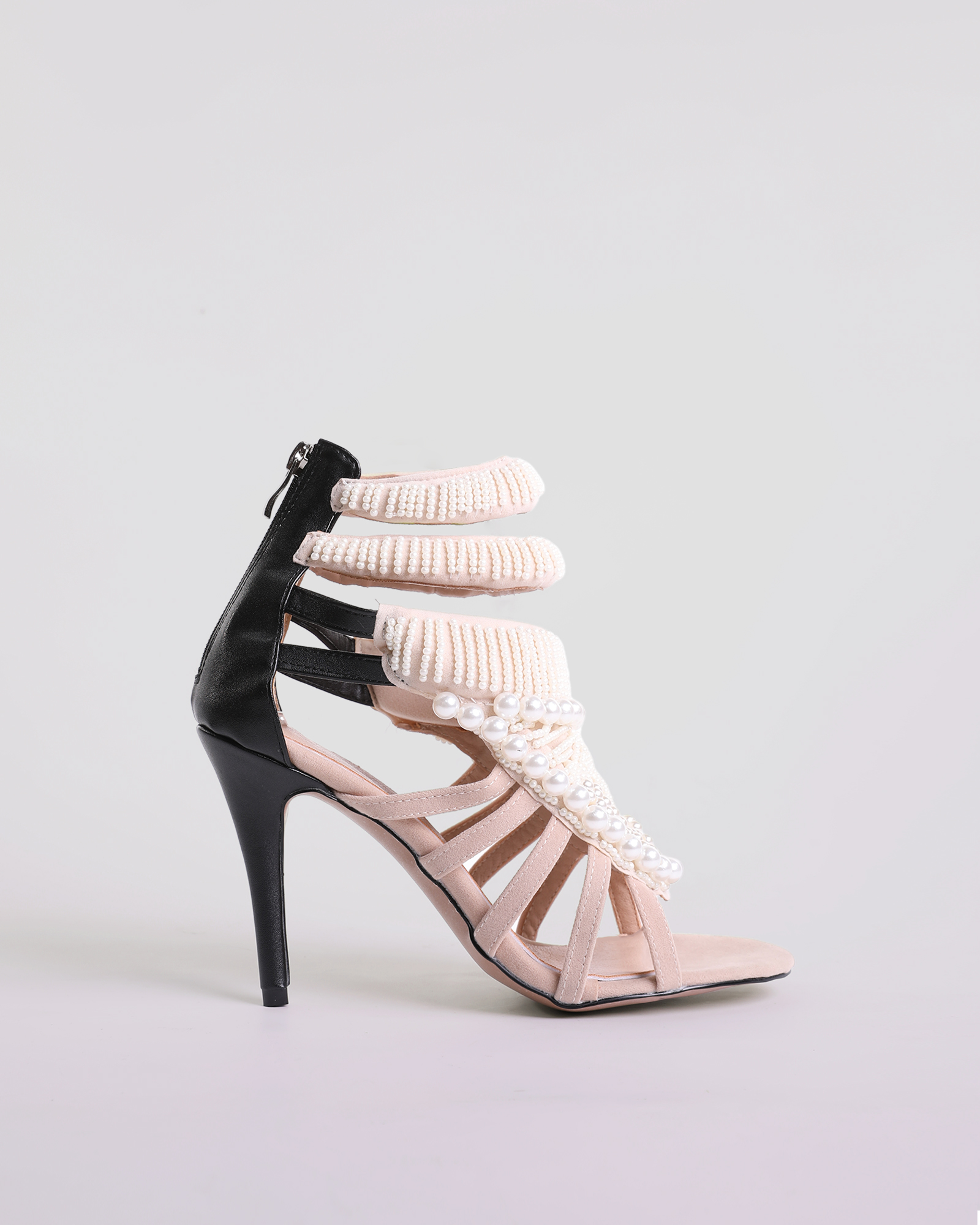 Edith Pearl  Embellished Strap Sandals In Mocha