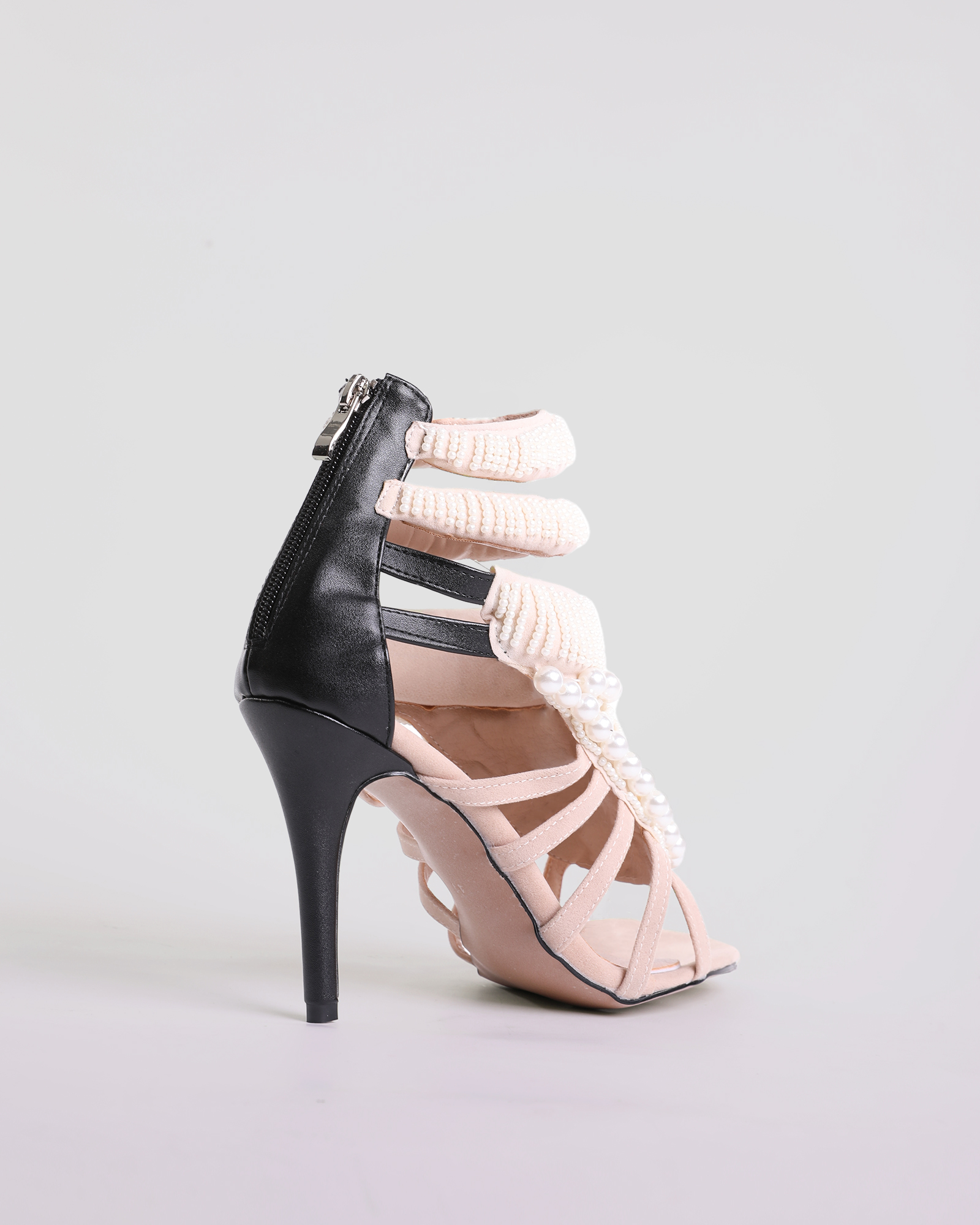 Edith Pearl  Embellished Strap Sandals In Mocha