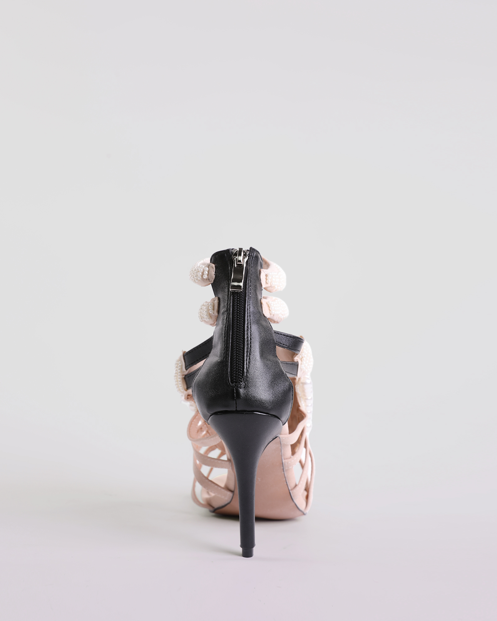 Edith Pearl  Embellished Strap Sandals In Mocha