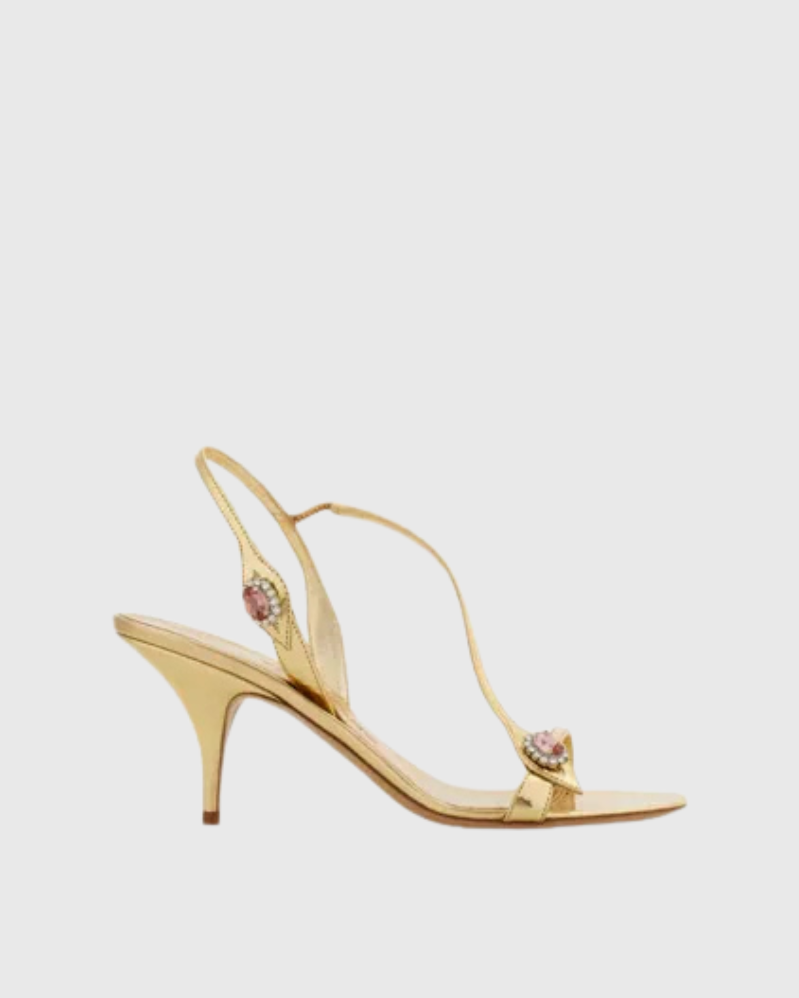 Lunelle Rhinestone Leather Sandals in Gold