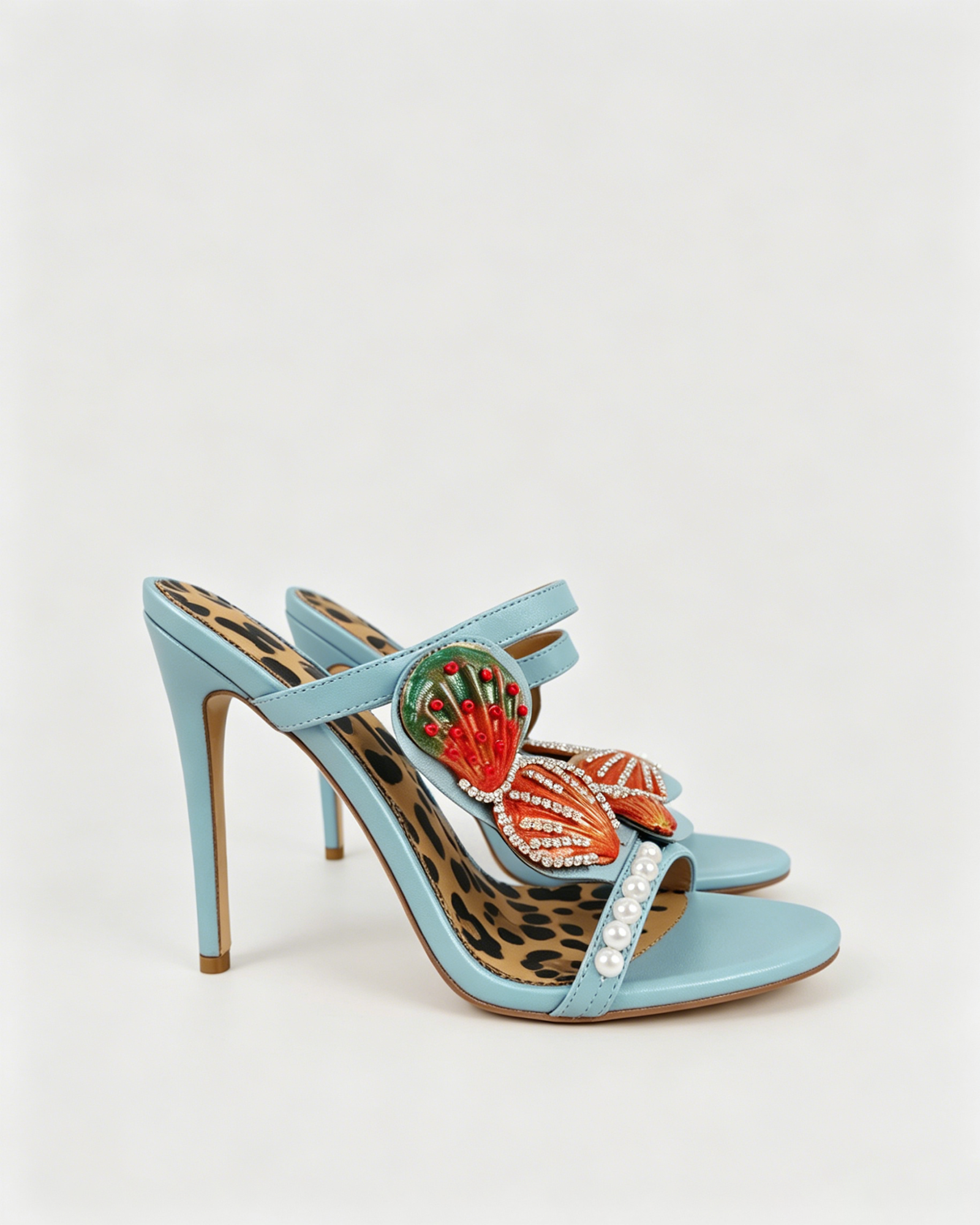 Fadile Shell Leopard Sandals In Green