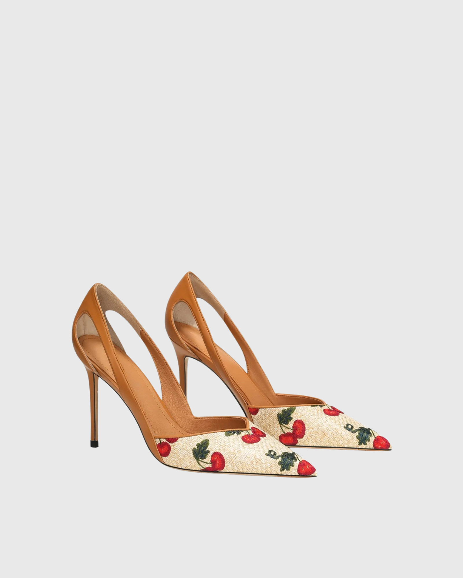 Saima Cutout Woven Cherry Pumps
