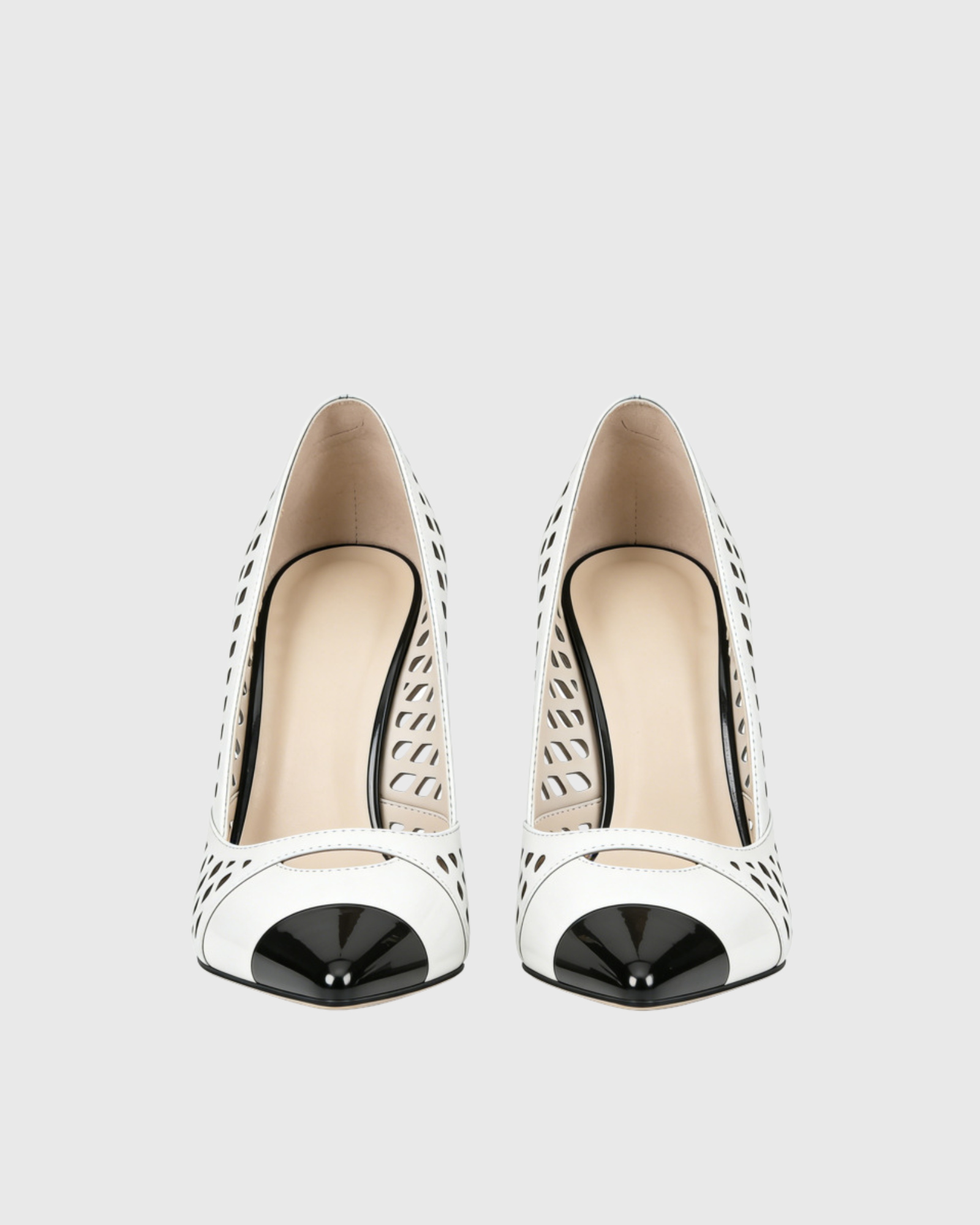 Balla Cutout Splicing Pumps In White