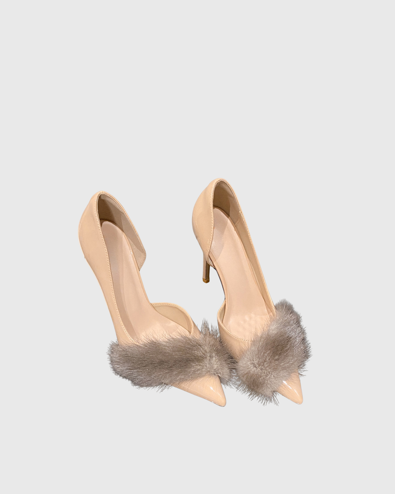 Clarke Fur Pointed Toe Pumps In Beige