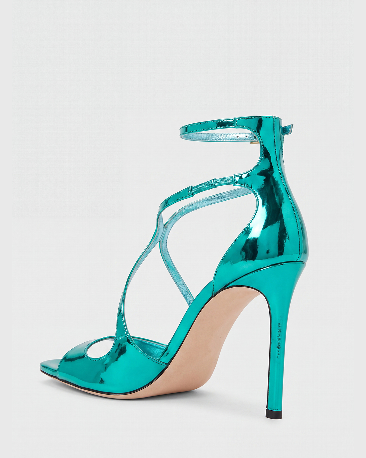 Aryana Patent Leather Strap Sandals In Green