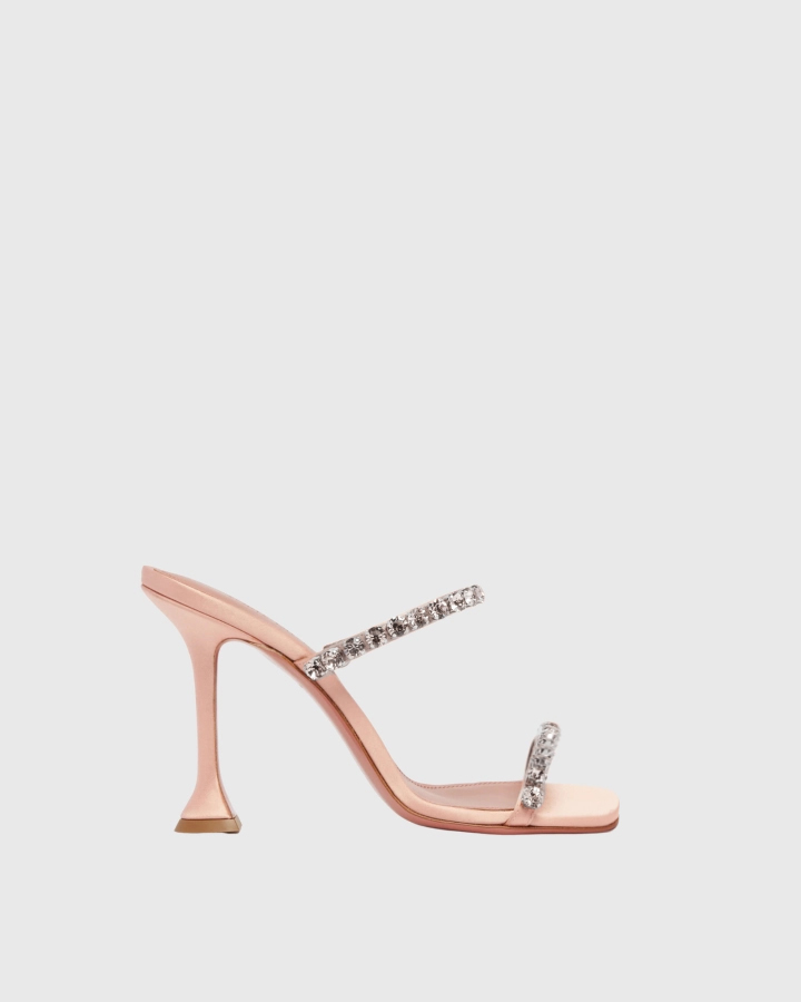 Cynara Rhinestone Stiletto Mules In Nude