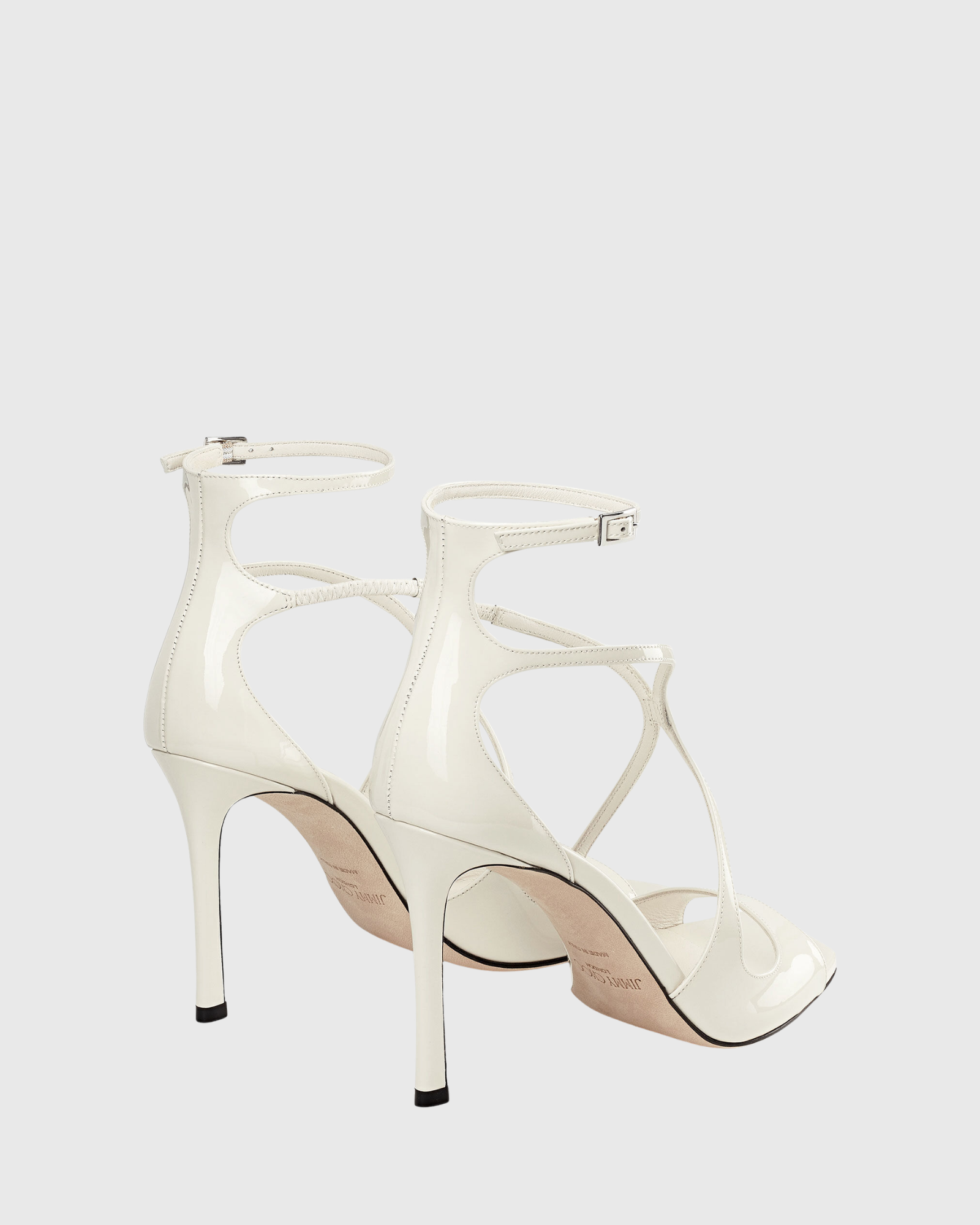 Aryana Patent Leather Strap Sandals In White