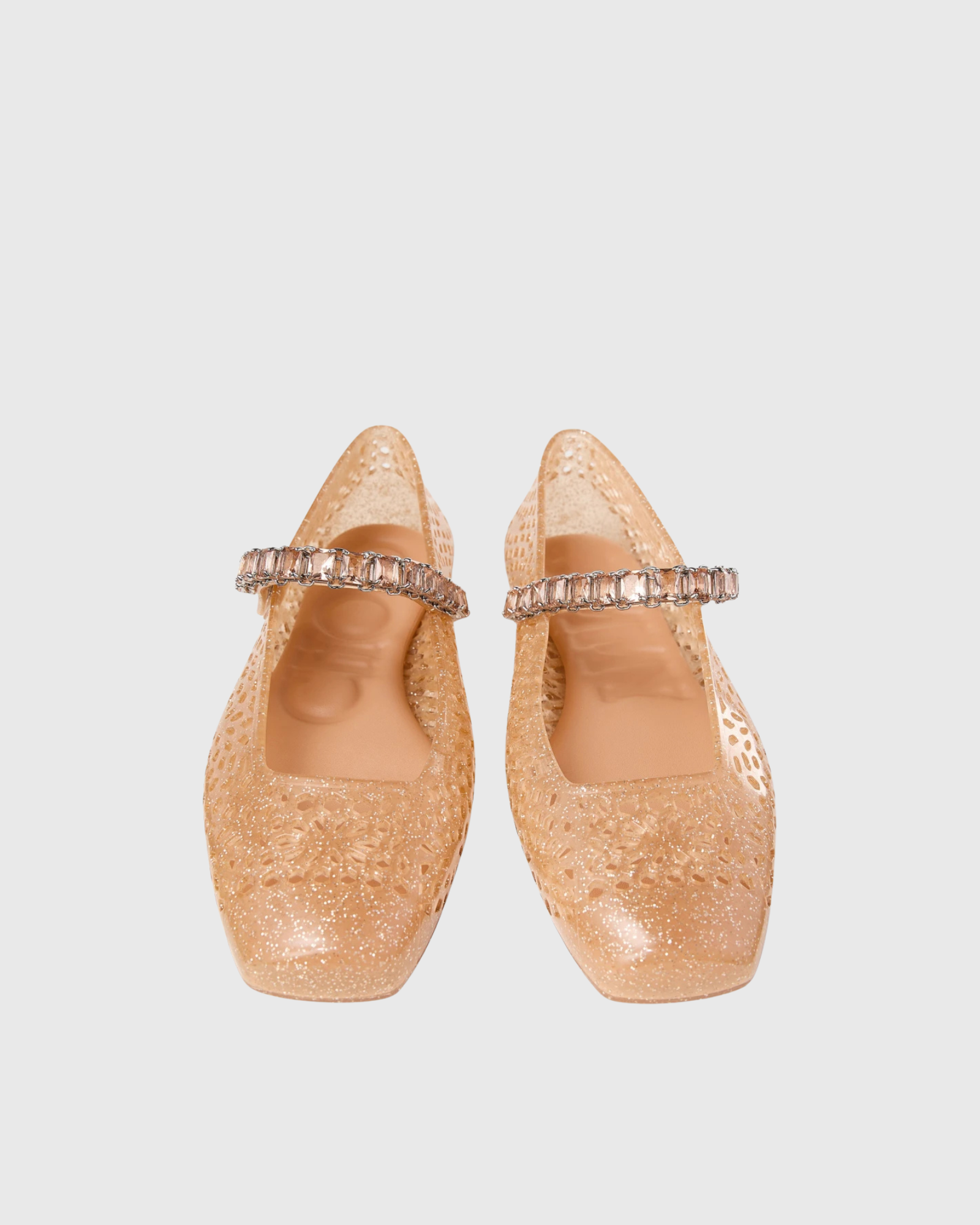 Zara Jelly PVC Cut Out  Flats In Gold