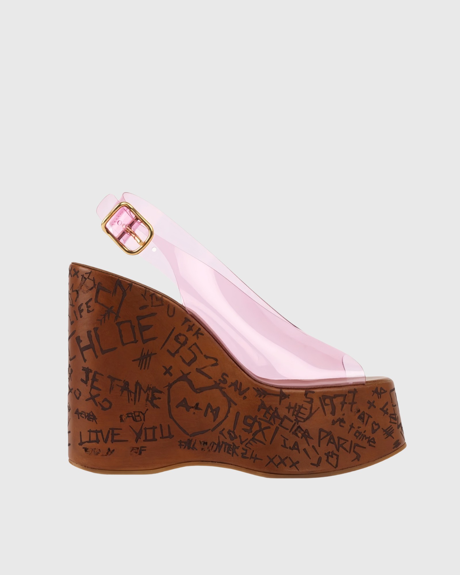 Celestia Graffiti Platform Wedge Sandals In Brown