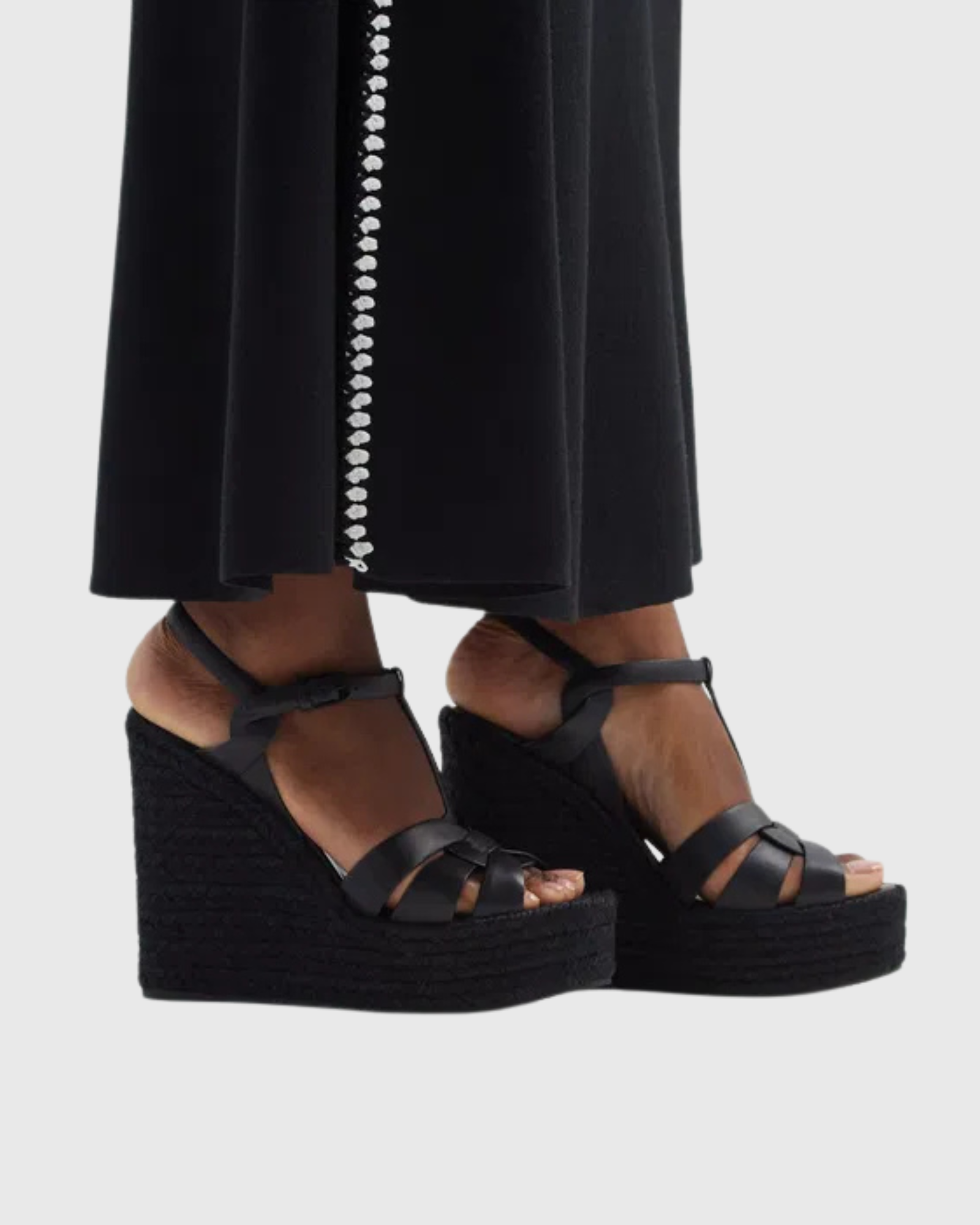 Arvella Platform Wedge Strap Sandals In Black