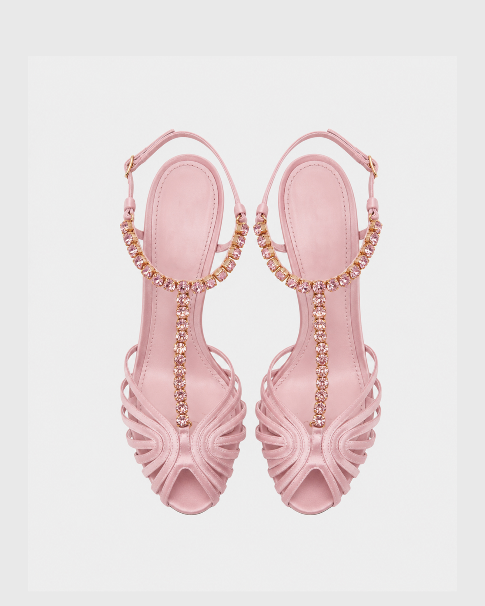 Kabili Rhinestone T Strap Sandals In Pink