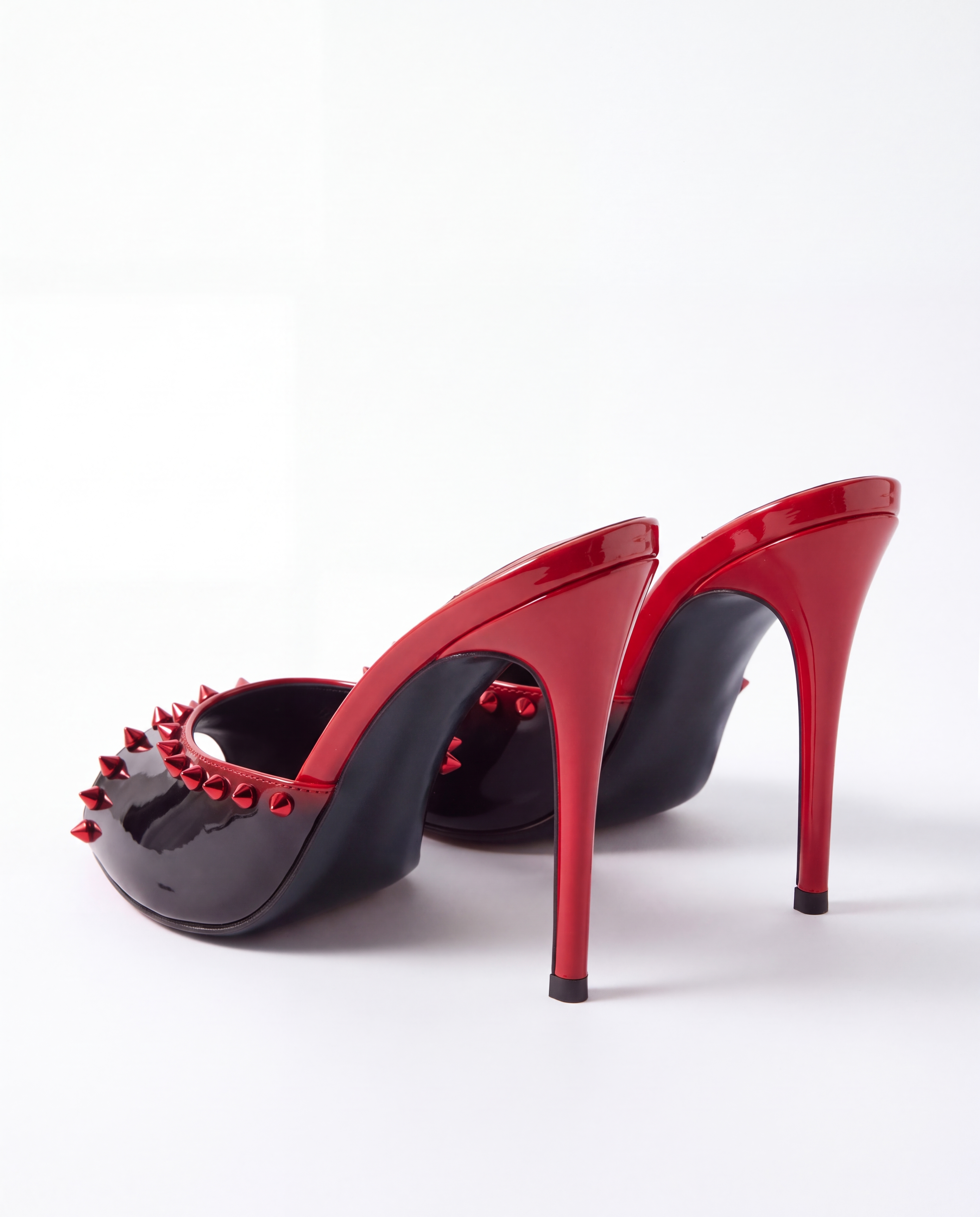 Mysie Rivet Red & Black Mules In Ombré