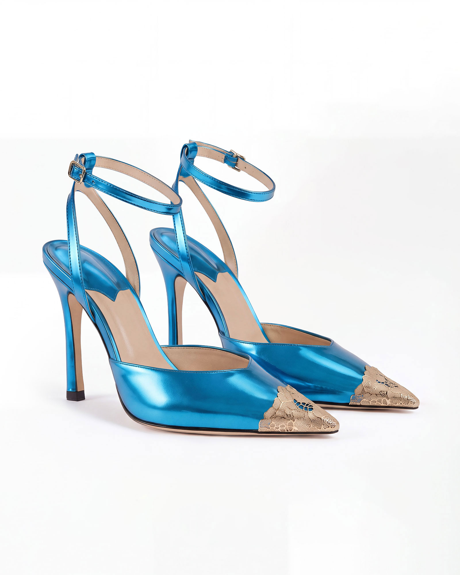 Nada Metallic Strap Pumps In Cobalt Blue