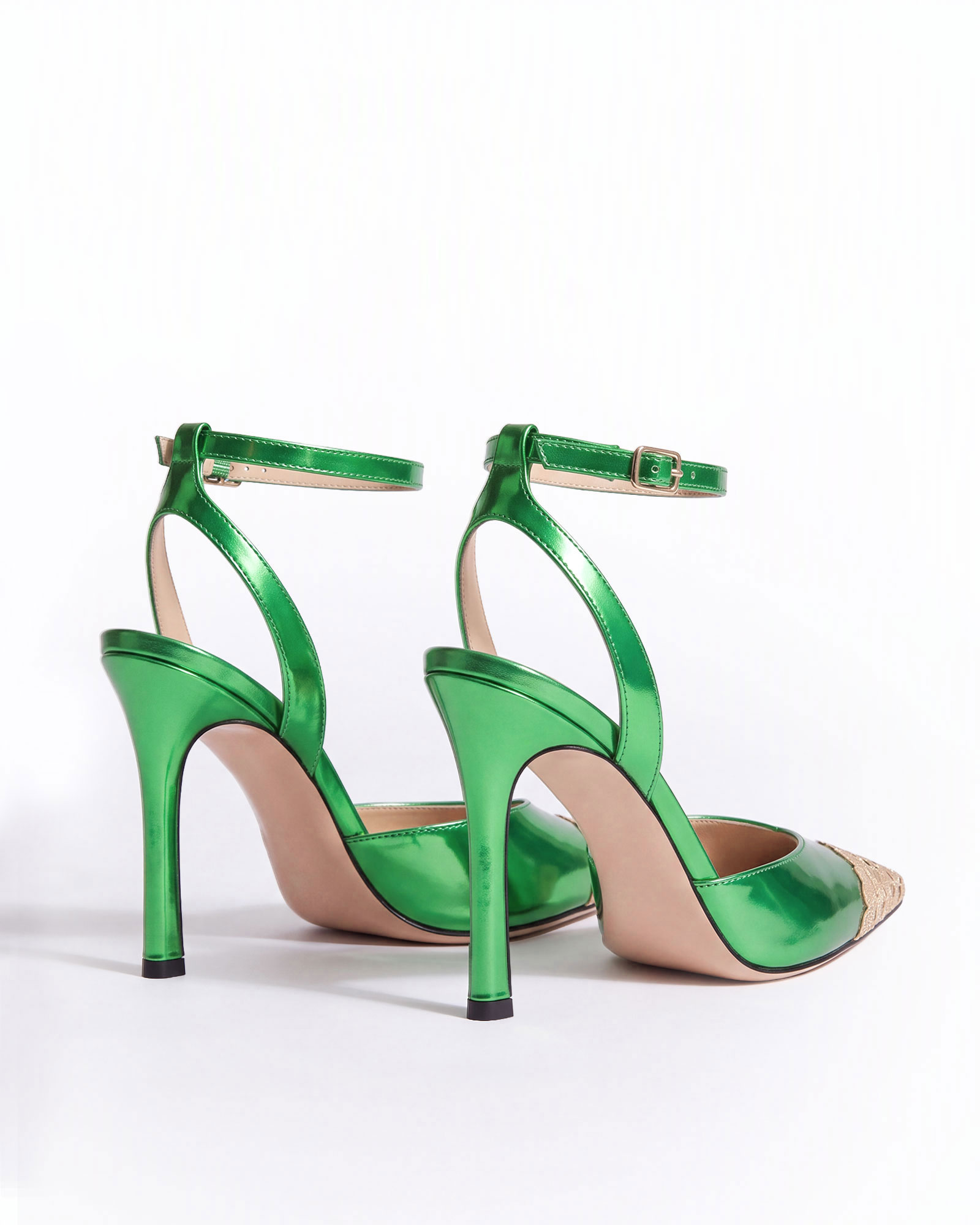 Nada Metallic Strap Pumps In Green