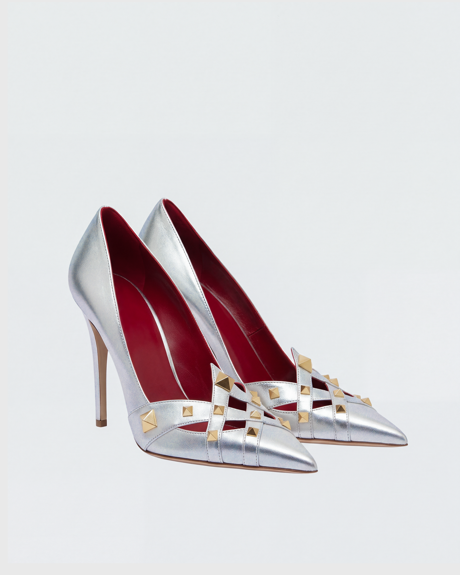 Kabir Rivet Woven Pumps In Silver