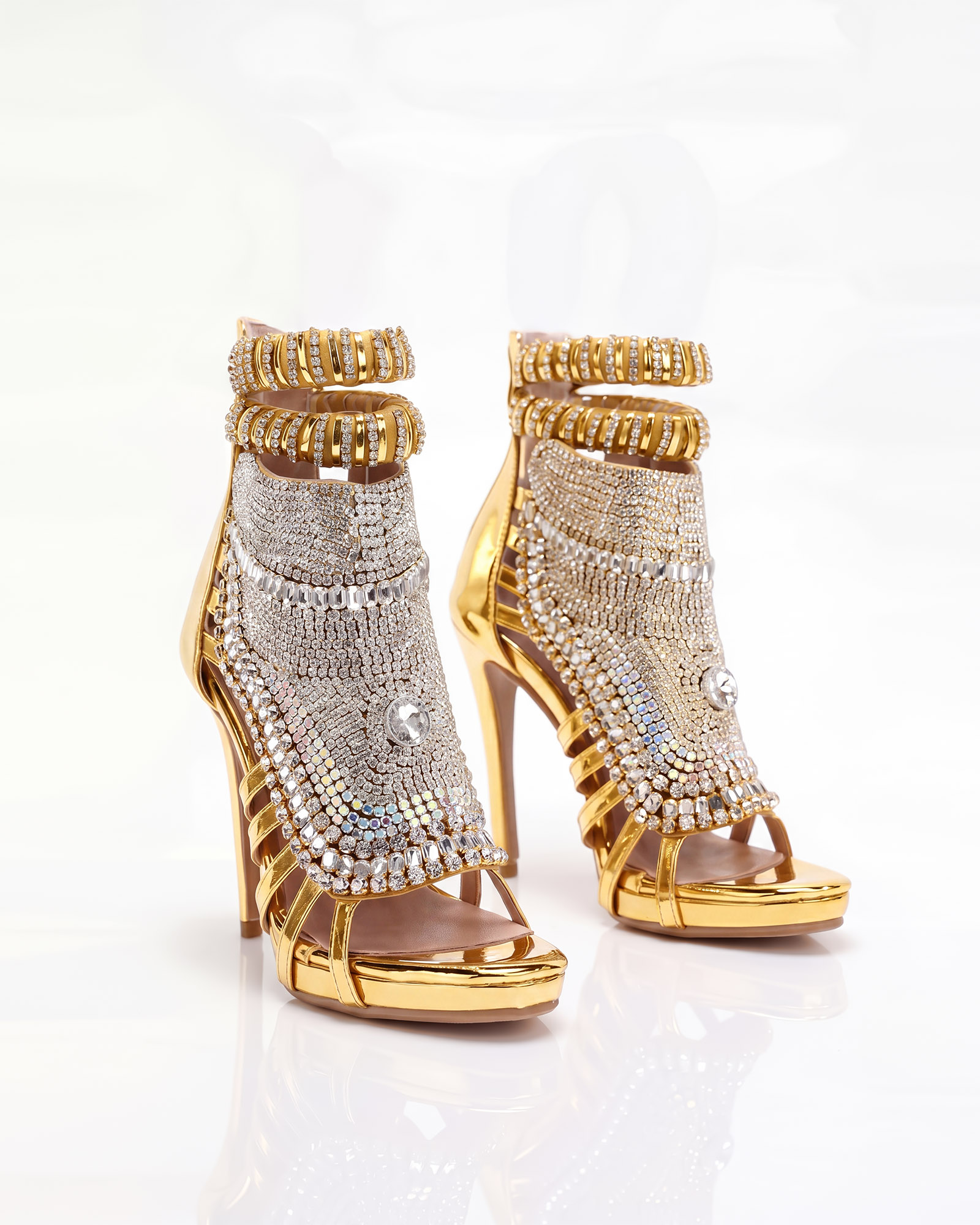 Edith Rhinestone Embellished Strap Sandals In Sliver