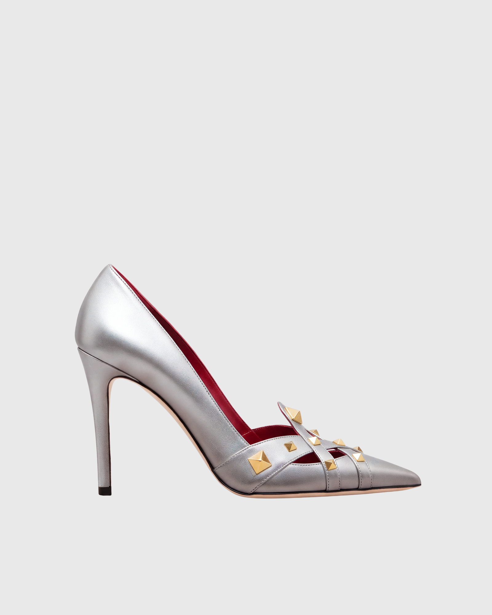 Kabir Rivet Woven Pumps In Silver