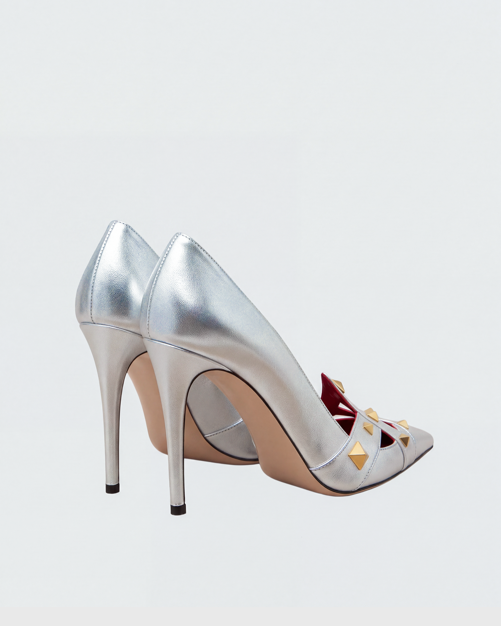 Kabir Rivet Woven Pumps In Silver