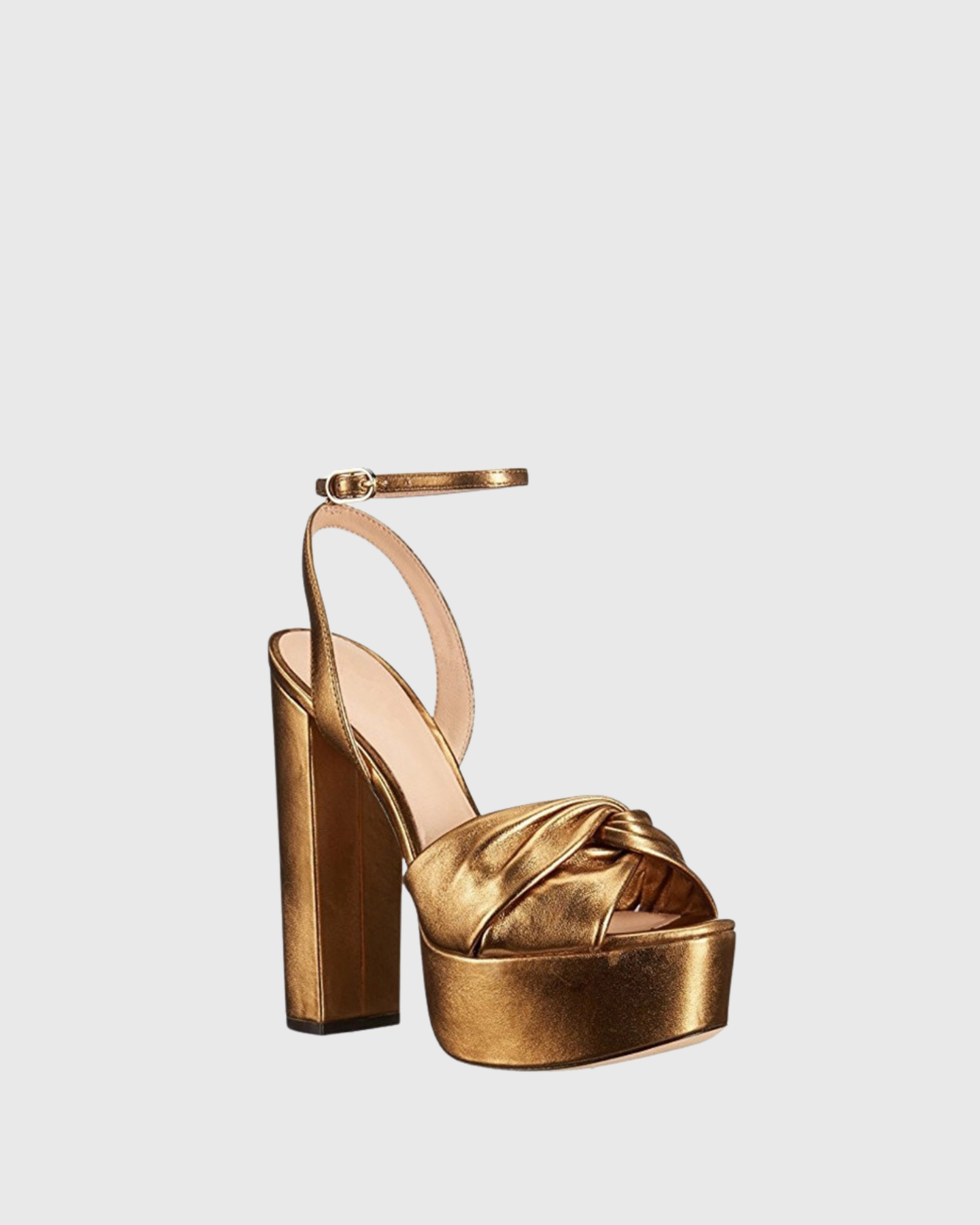 Satu Bow Platform Metallic Sandals In Rose Gold