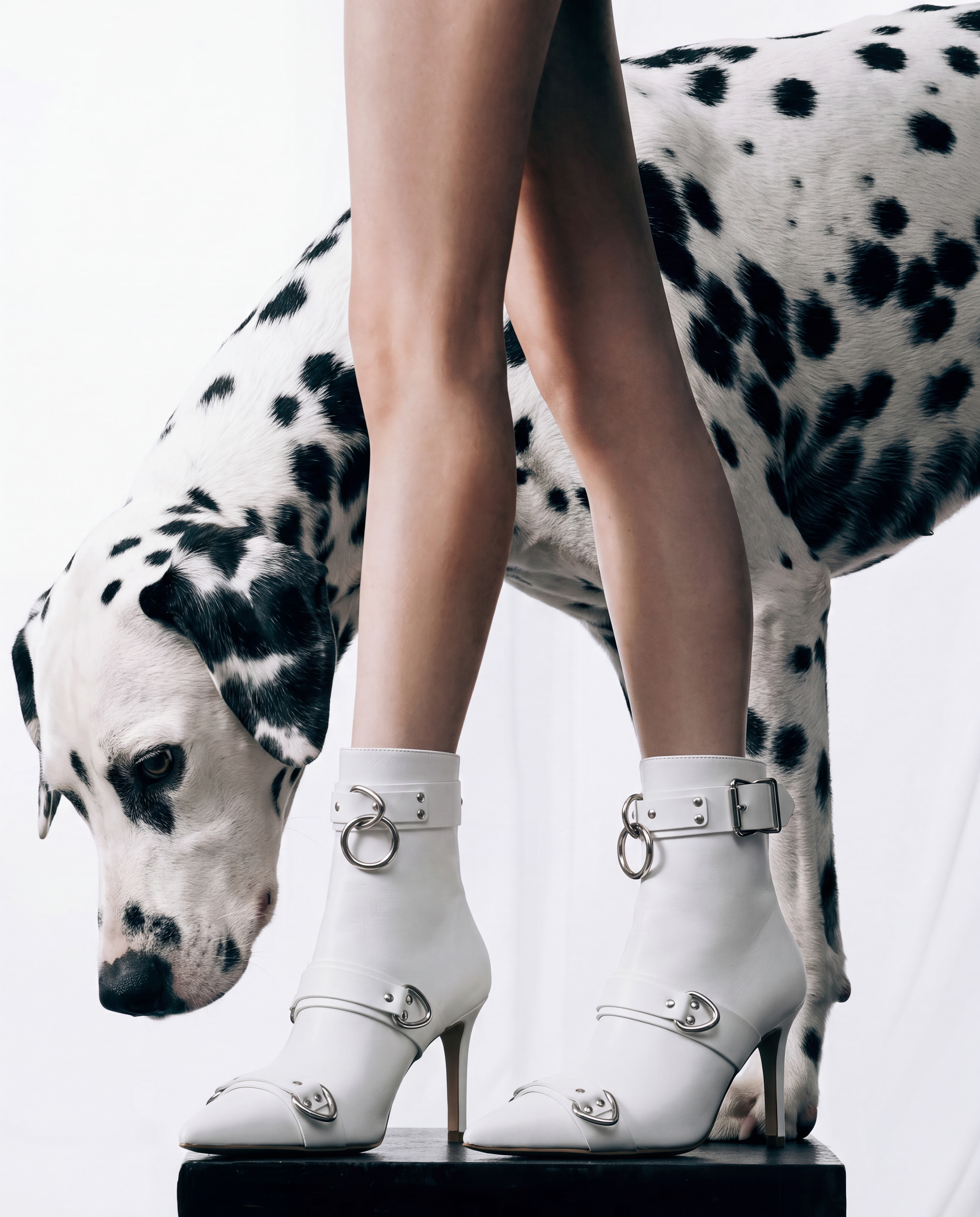 ula Harness Buckle Ankle Boots In White