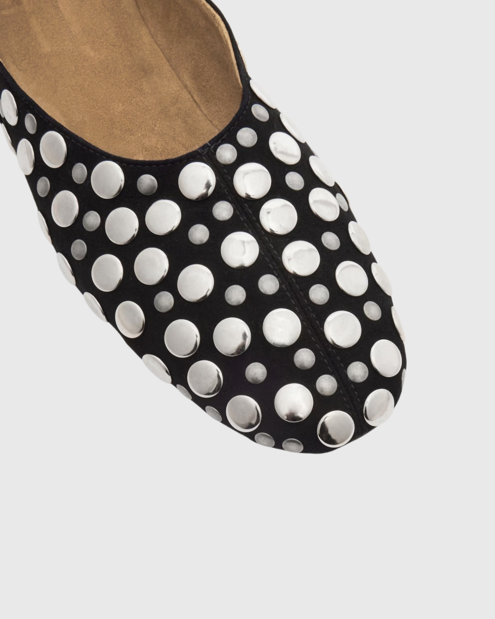 Pacino Rivet Leather Ballet Flats In Black