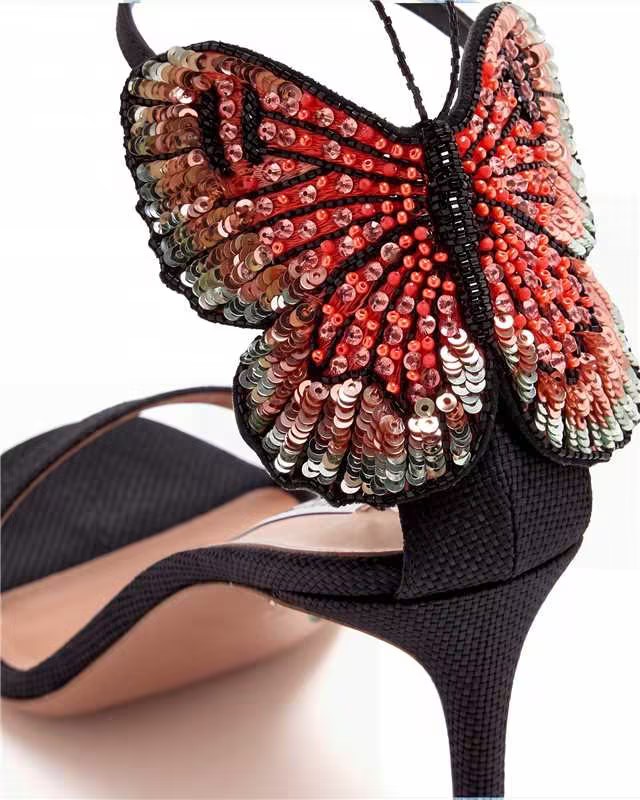 Munya Butterfly Lace Up Sandals In Black