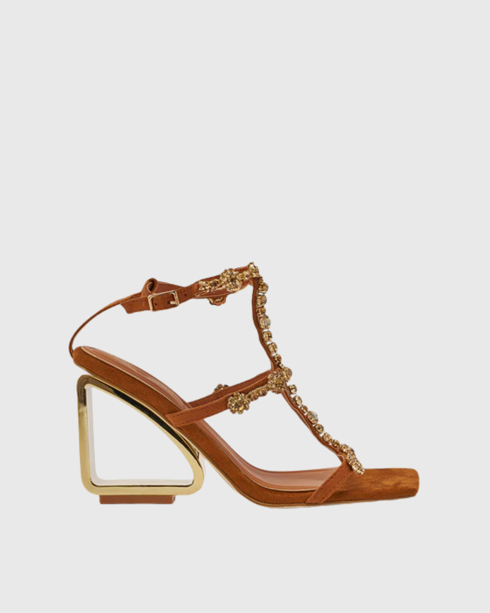 Leah Rhinestone Strap Wedge Sandals In Orange