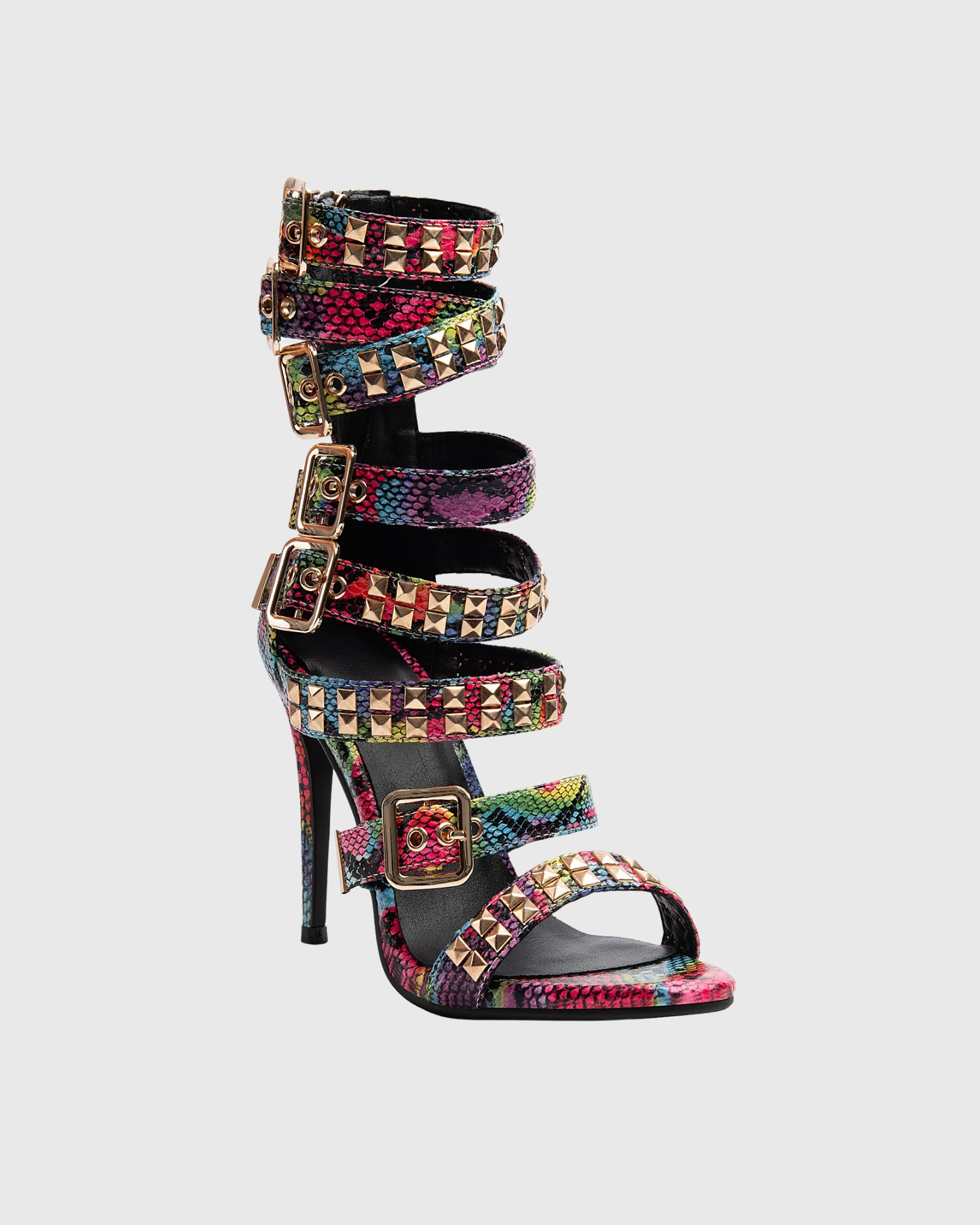 Mere Snake Print Buckle Sandals