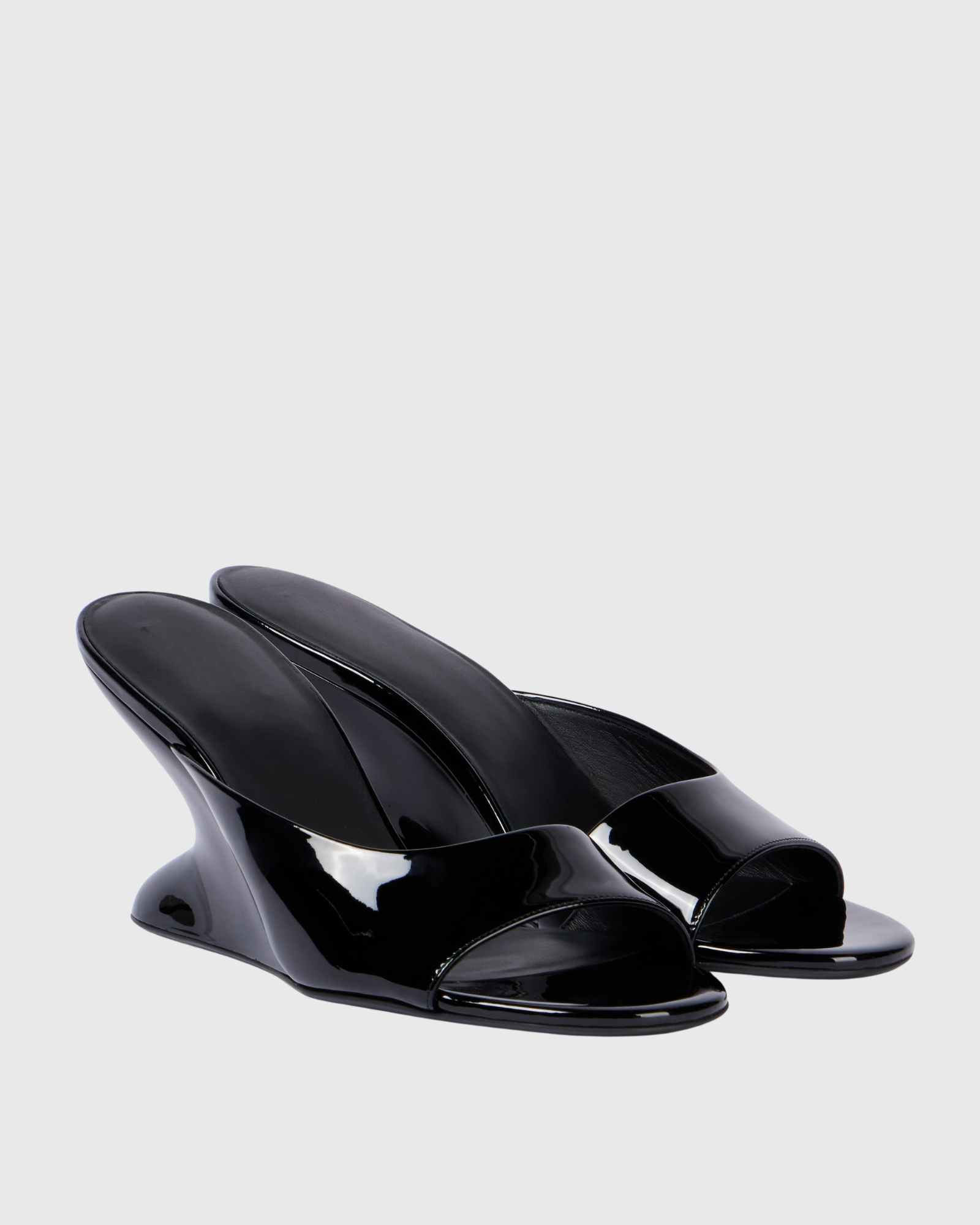 Adalgund Patent Leather Open Toe Mules