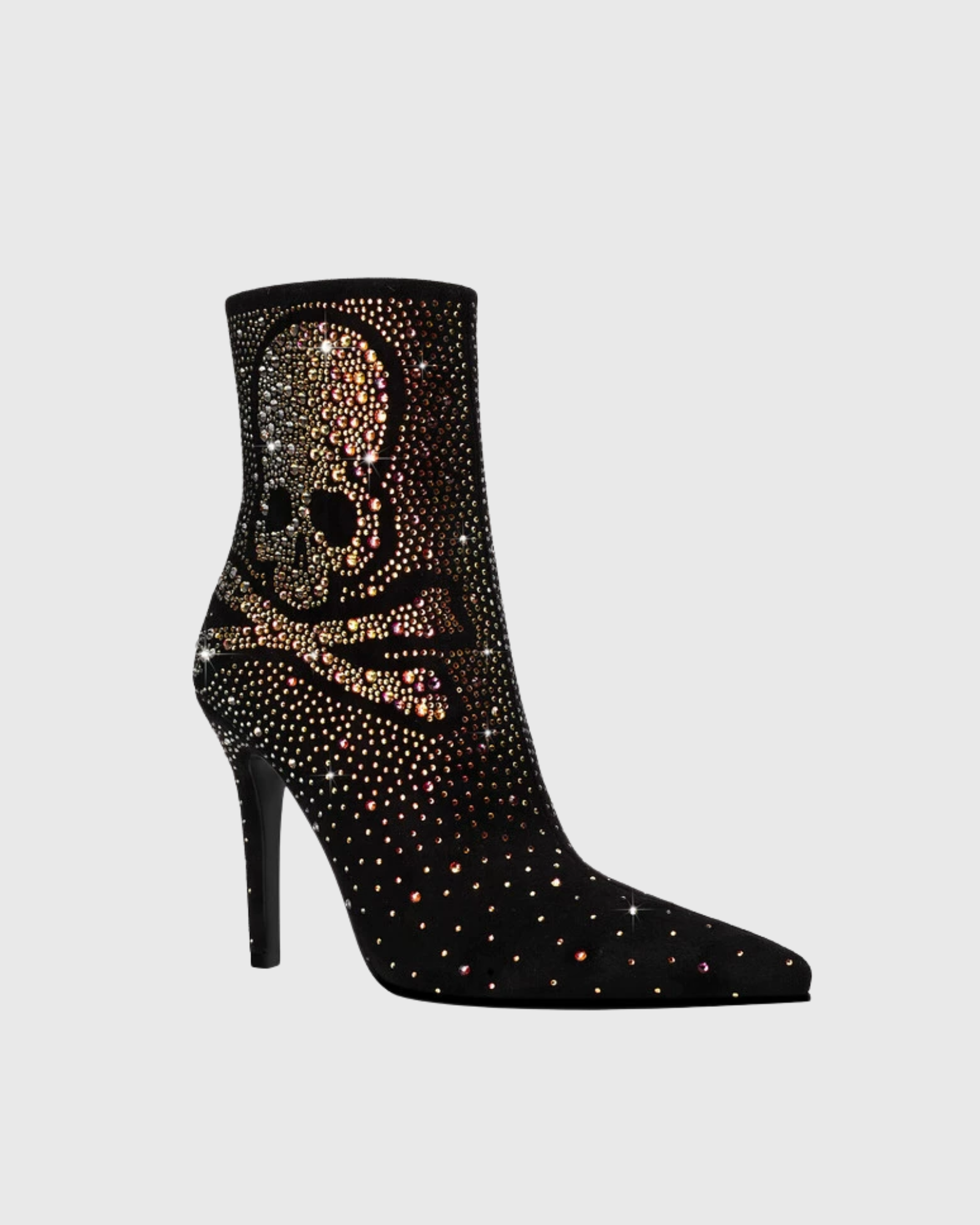 Mo Rhinestone Skull Ankle Boots