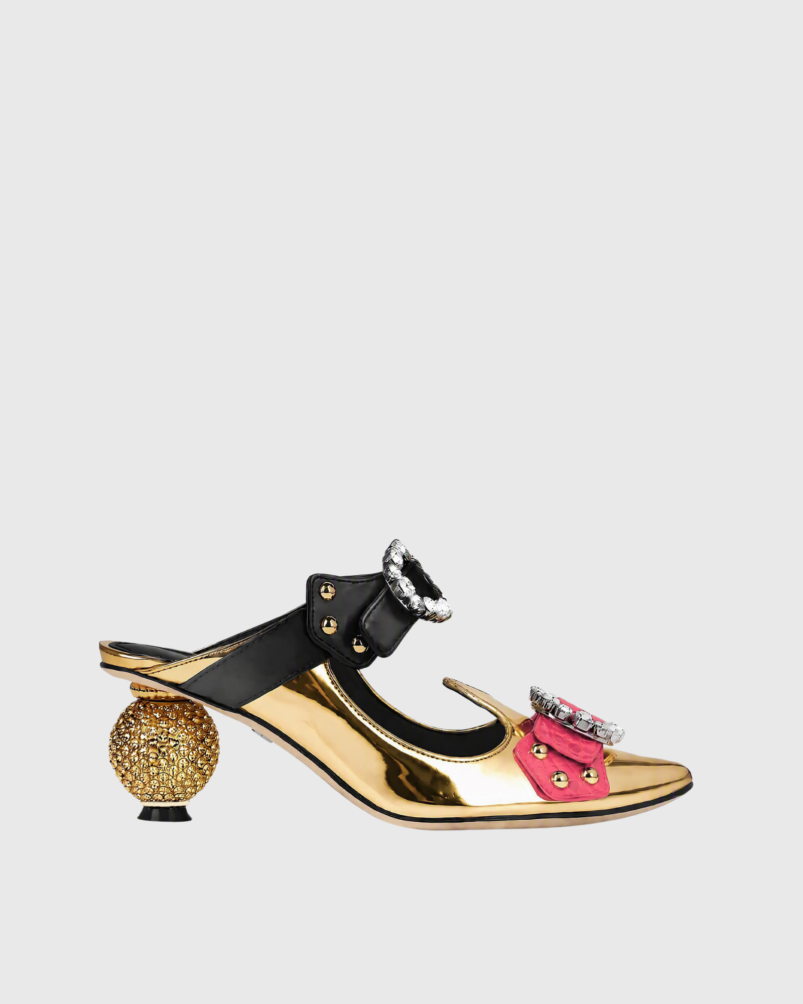 Melody Buckle Mules In Gold